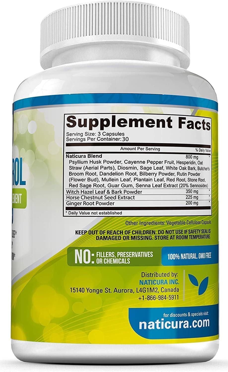 Detalle 2 de Naticura Hem-Control Hemorrhoid Relief, 180 Count, Vegan Herbal Formula