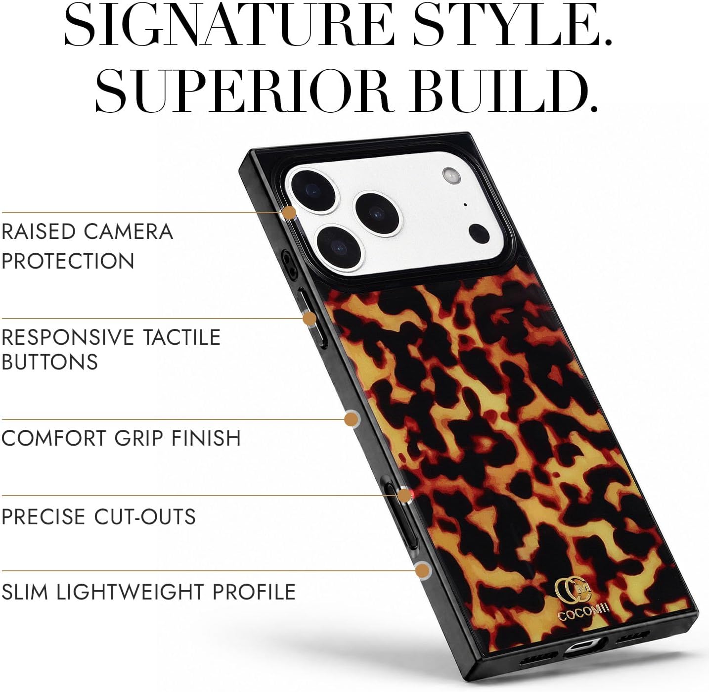 Detalle de COCOMII Rectangle for iPhone 17 Pro Max Case, Amber Tortoiseshell