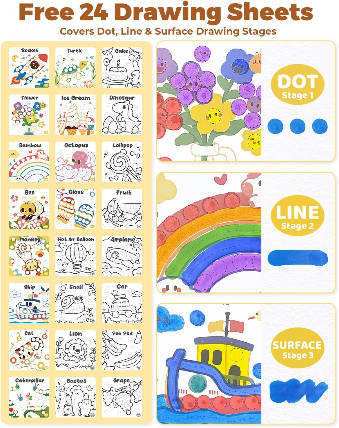 Thumbnail 4 de JUPITEARTH 42-piece Dot Markers set for toddlers (16 colours) with washable dot paint activities