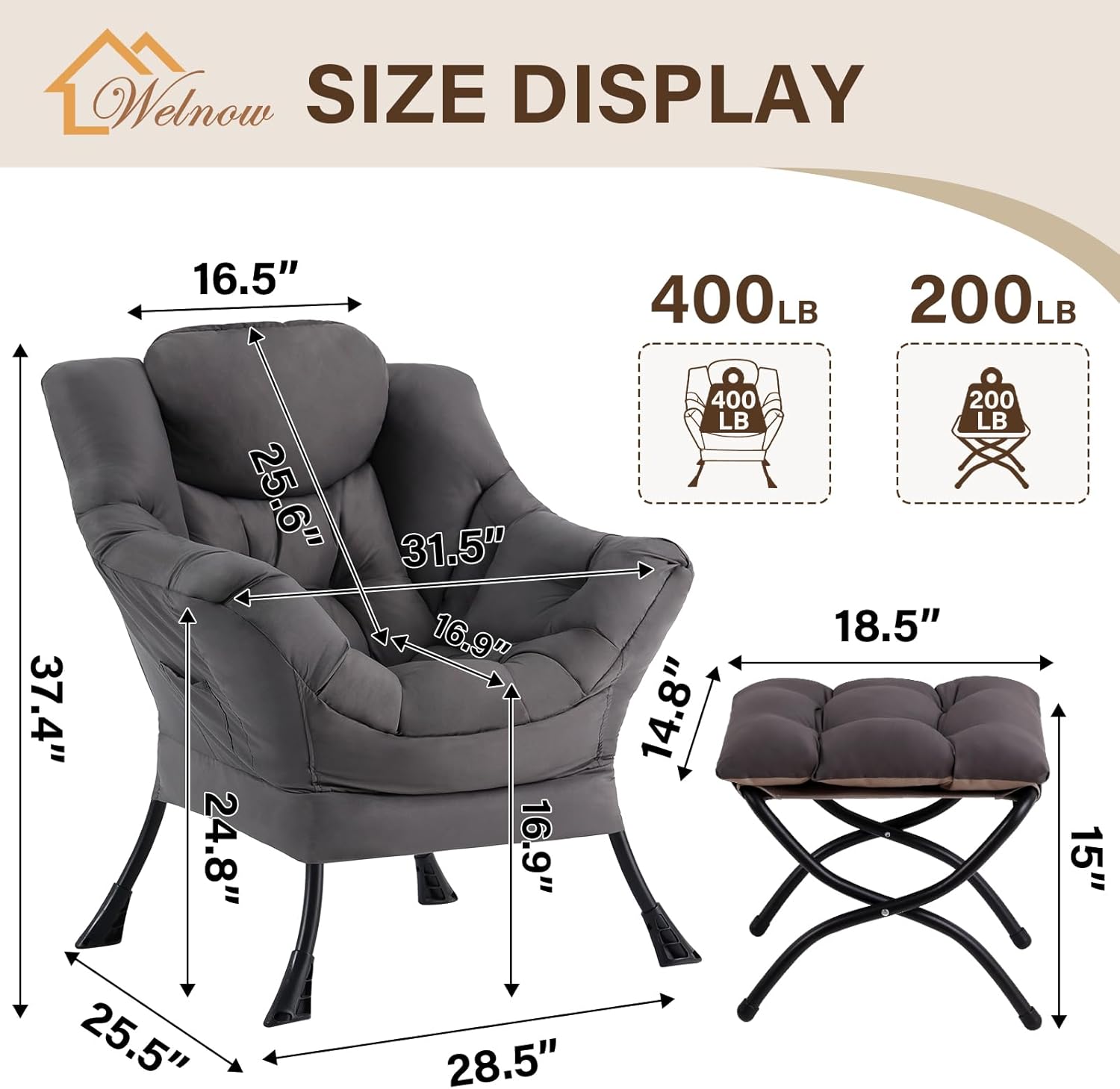 Detalle de Welnow Lazy Chair 400 lb