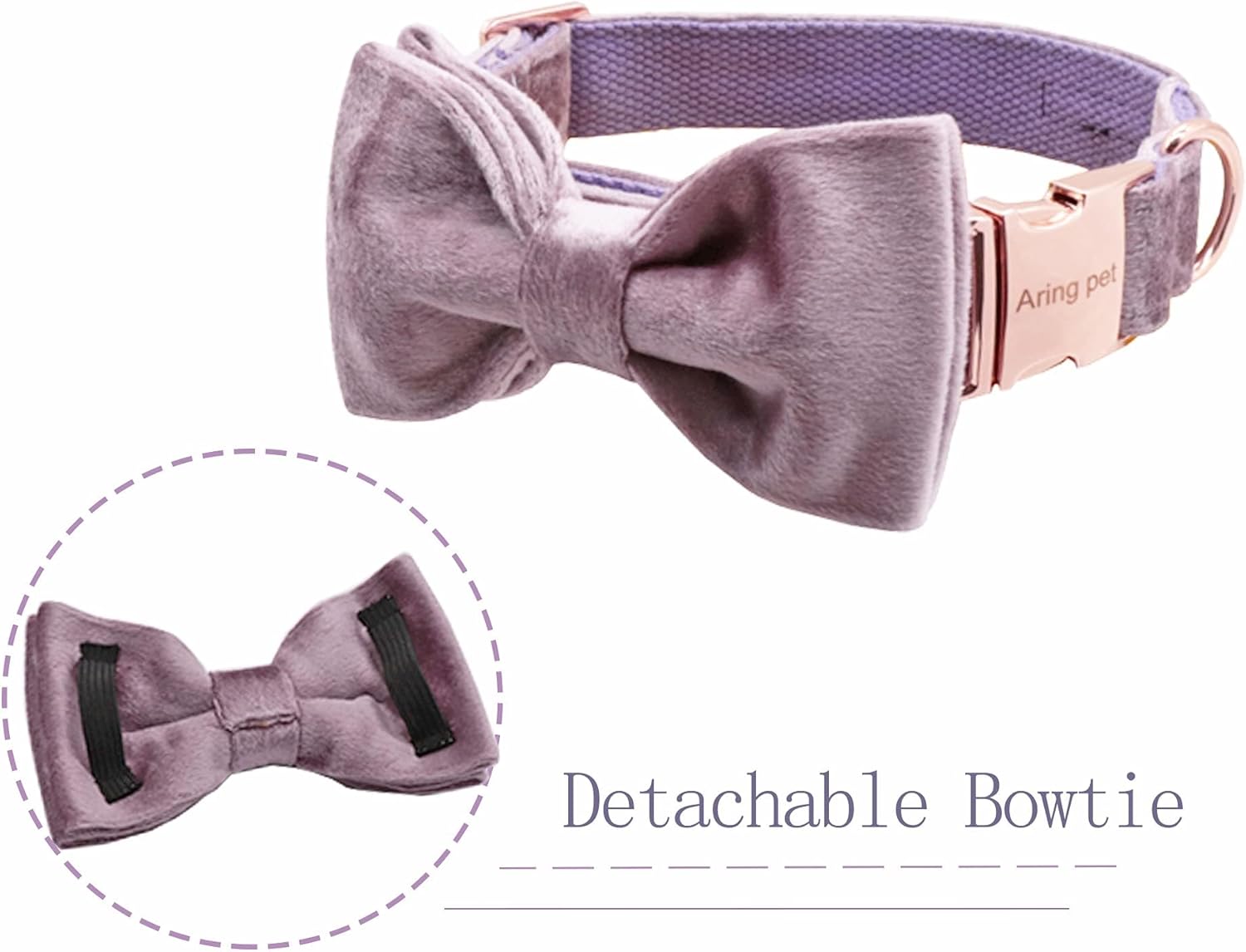 Thumbnail 1 de ARING PET Velvet Dog Collar with Bowtie – Soft, Adjustable Velvet Bow Collar for Small to Large Dogs (Collar L)