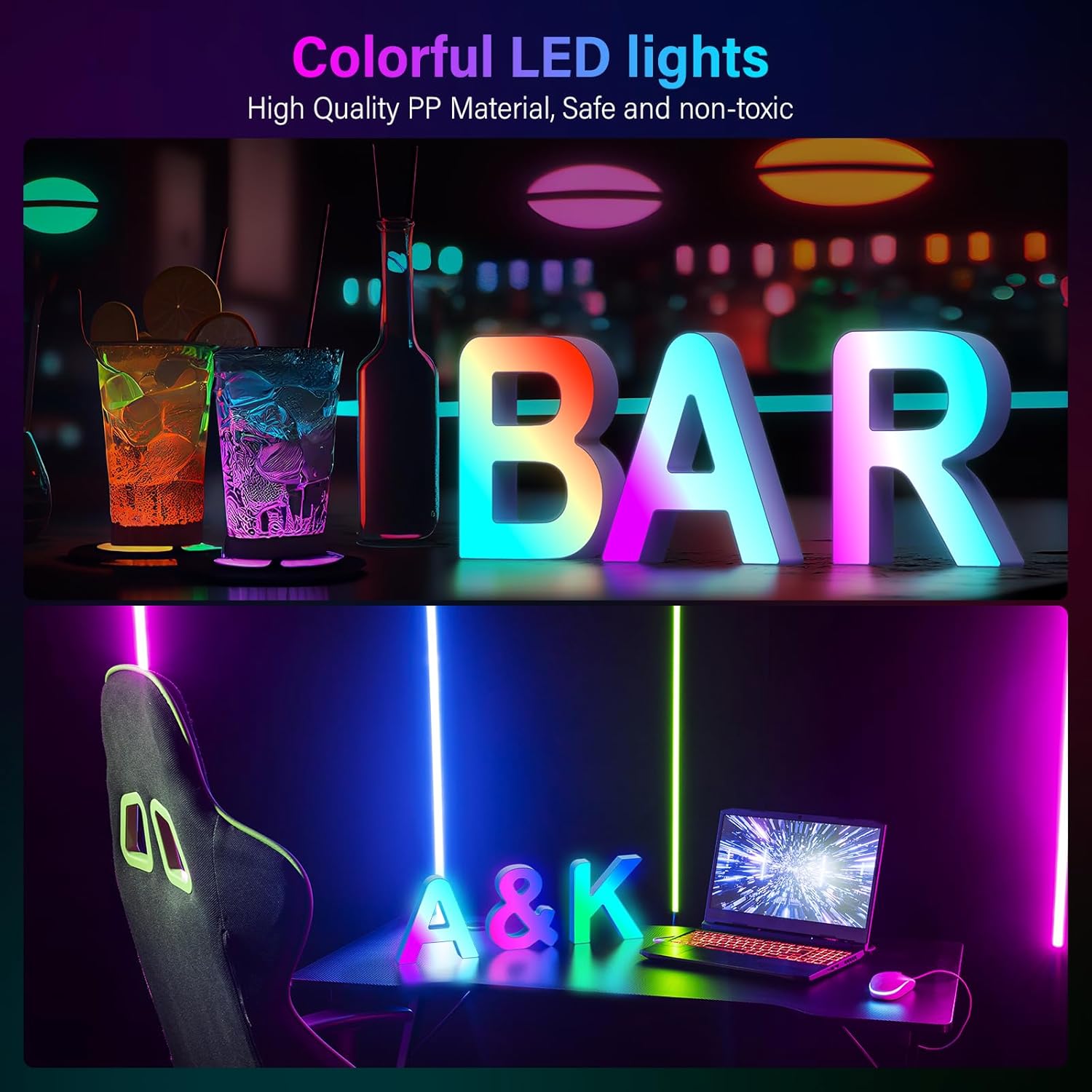 Thumbnail 3 de LED Buchstaben Lichter Alphabet – Leuchtbuchstabe B mit USB-Netzteil, App-Steuerung und Dimmfunktion