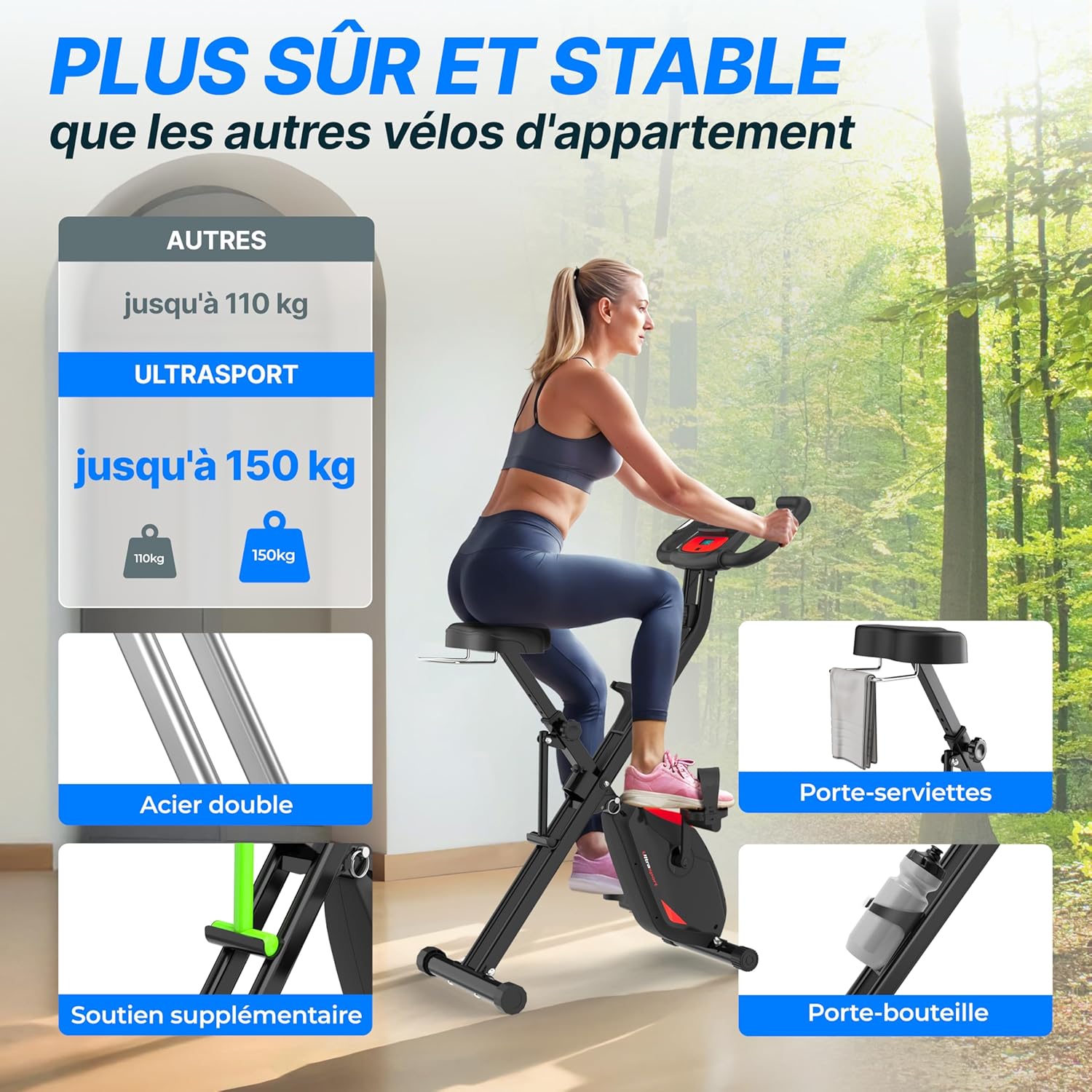 Thumbnail 2 de Ultrasport F-Bike Pro vélo d’appartement pliable