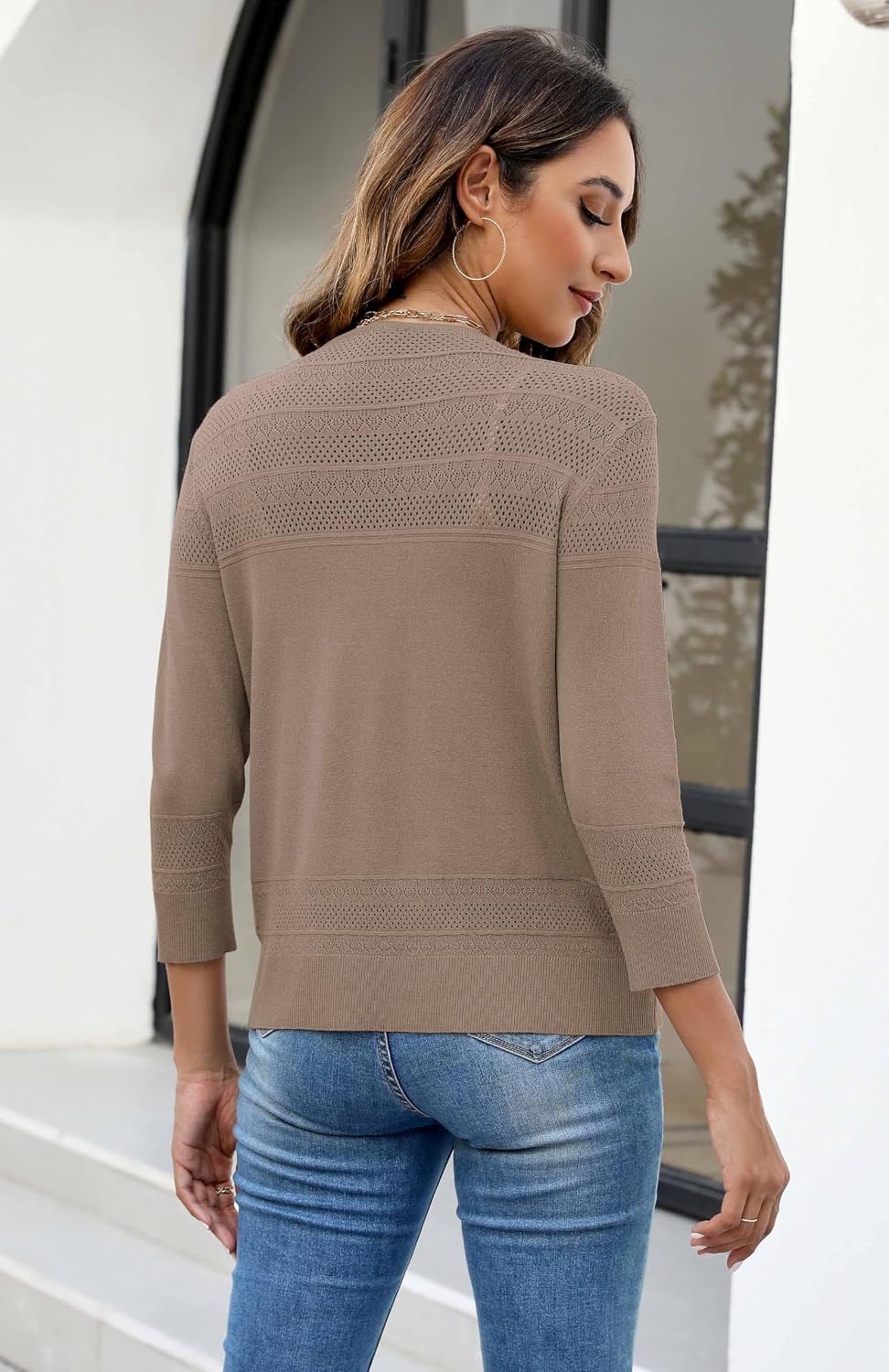 Thumbnail 5 de Neineiwu Strickjacke V-Ausschnitt Bolero 3/4