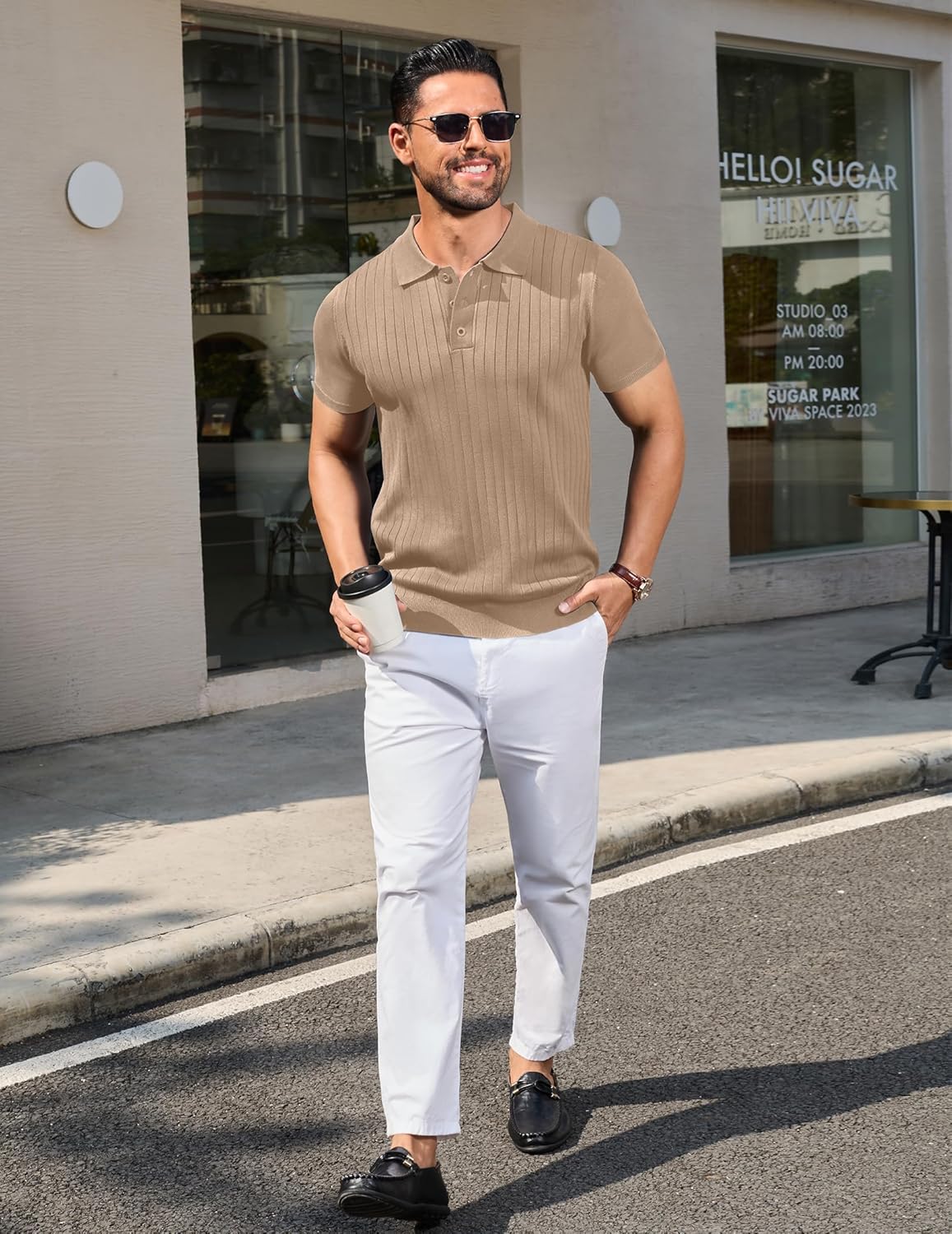 Thumbnail 1 de COOFANDY Polo Uomo Manica Corta Slim Fit per Golf e Casual - Tessuto Elastico e Punti Premium