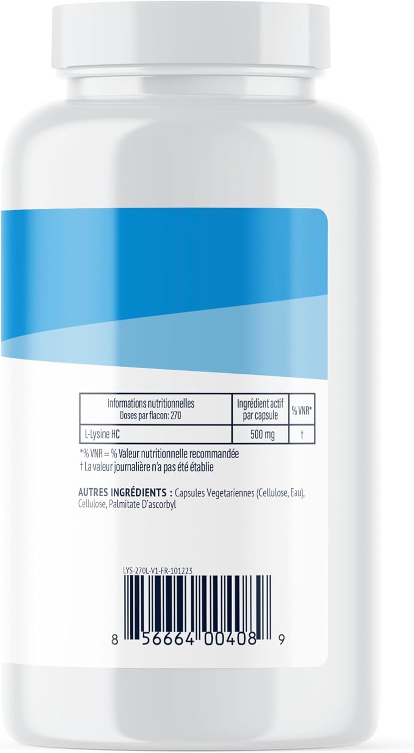 Detalle de Vimergy L-Lysine 500 mg — Gélules véganes, 270 portions