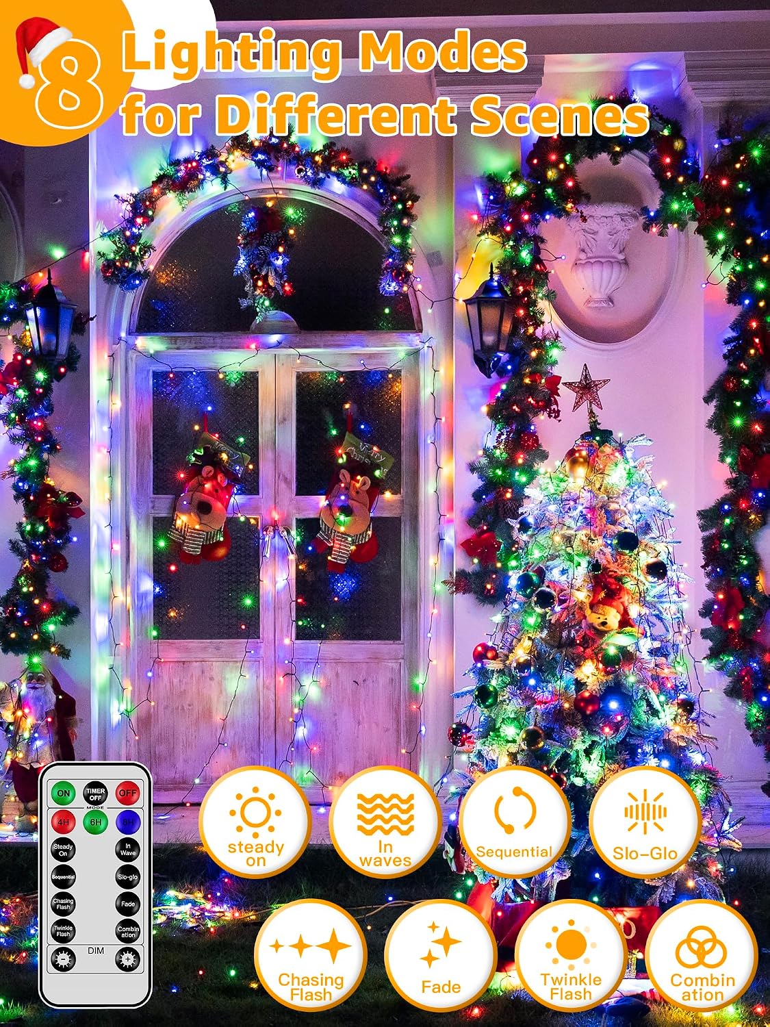 Detalle de BrightChristmas NYA0200J 200 LED Christmas Lights, 66 ft, Multicolour