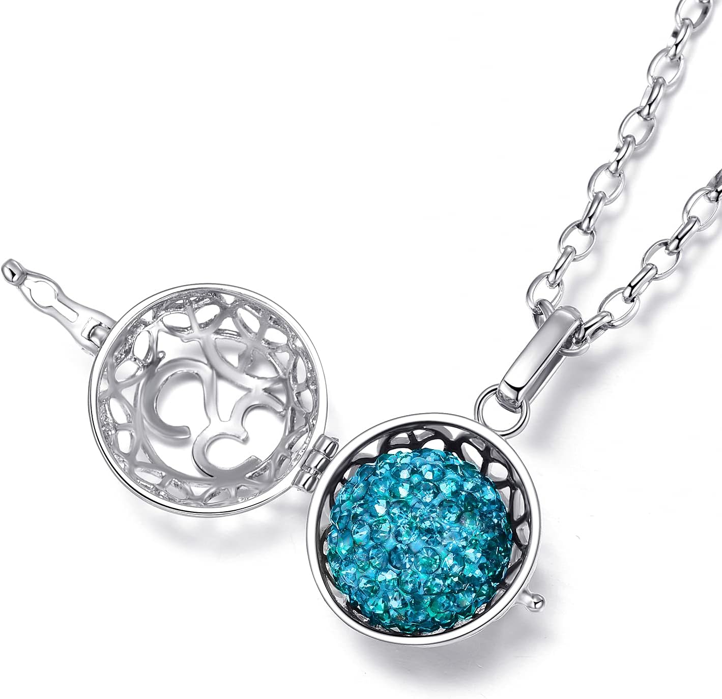 Detalle de Morella Catenina Donna Angelo Custode in Acciaio Inox 70 cm con Ciondolo Om Mantra e Sfera zirconi Ø 16 mm