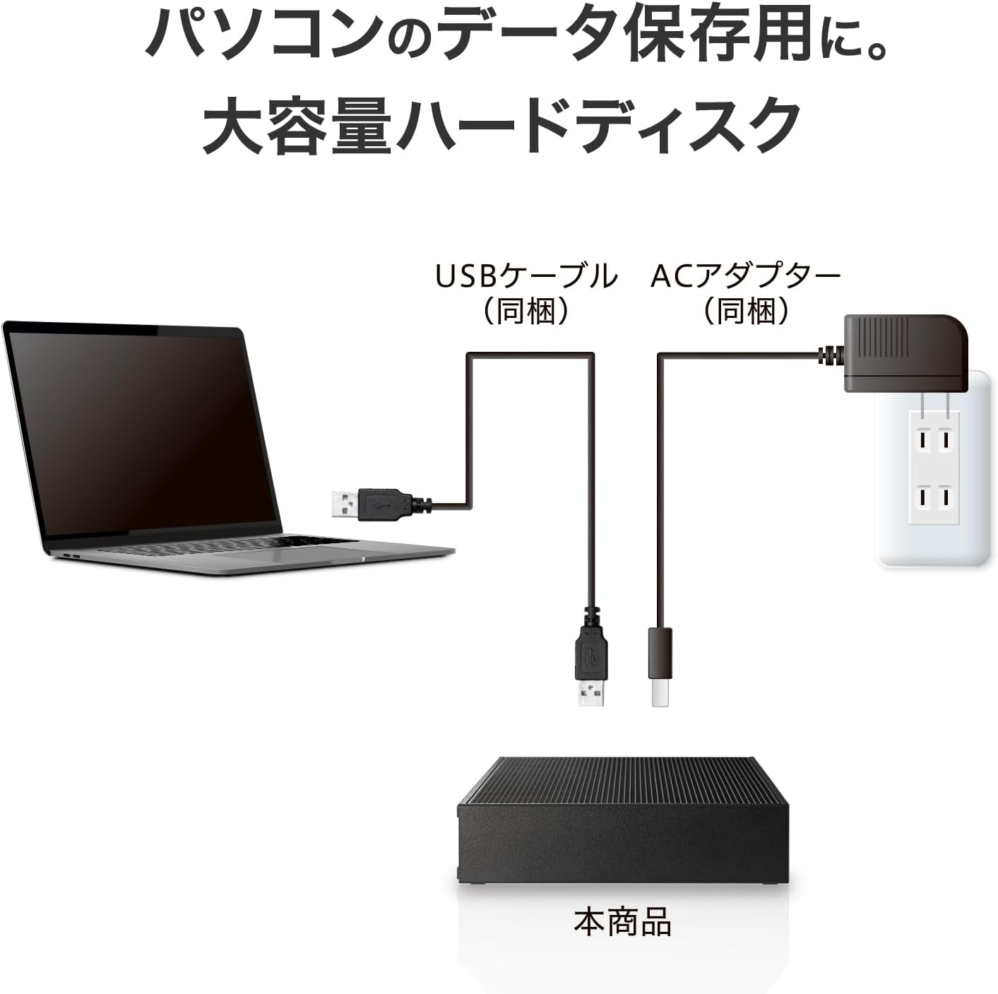 Detalle de アイオーデータ HDCX-UT24P/E 外付けHDD 24TB CMR採用・USB 3.2 Gen 1対応