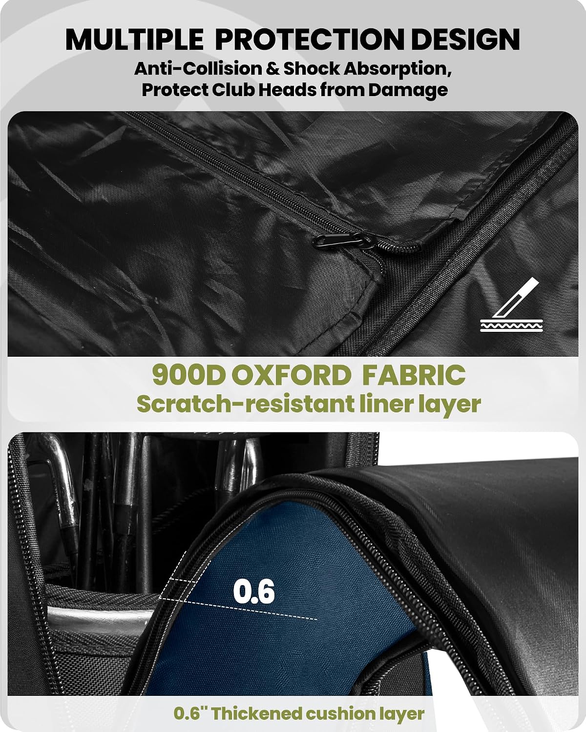 Detalle 2 de OutdoorMaster Padded Golf Travel Bag with Wheels ⛳