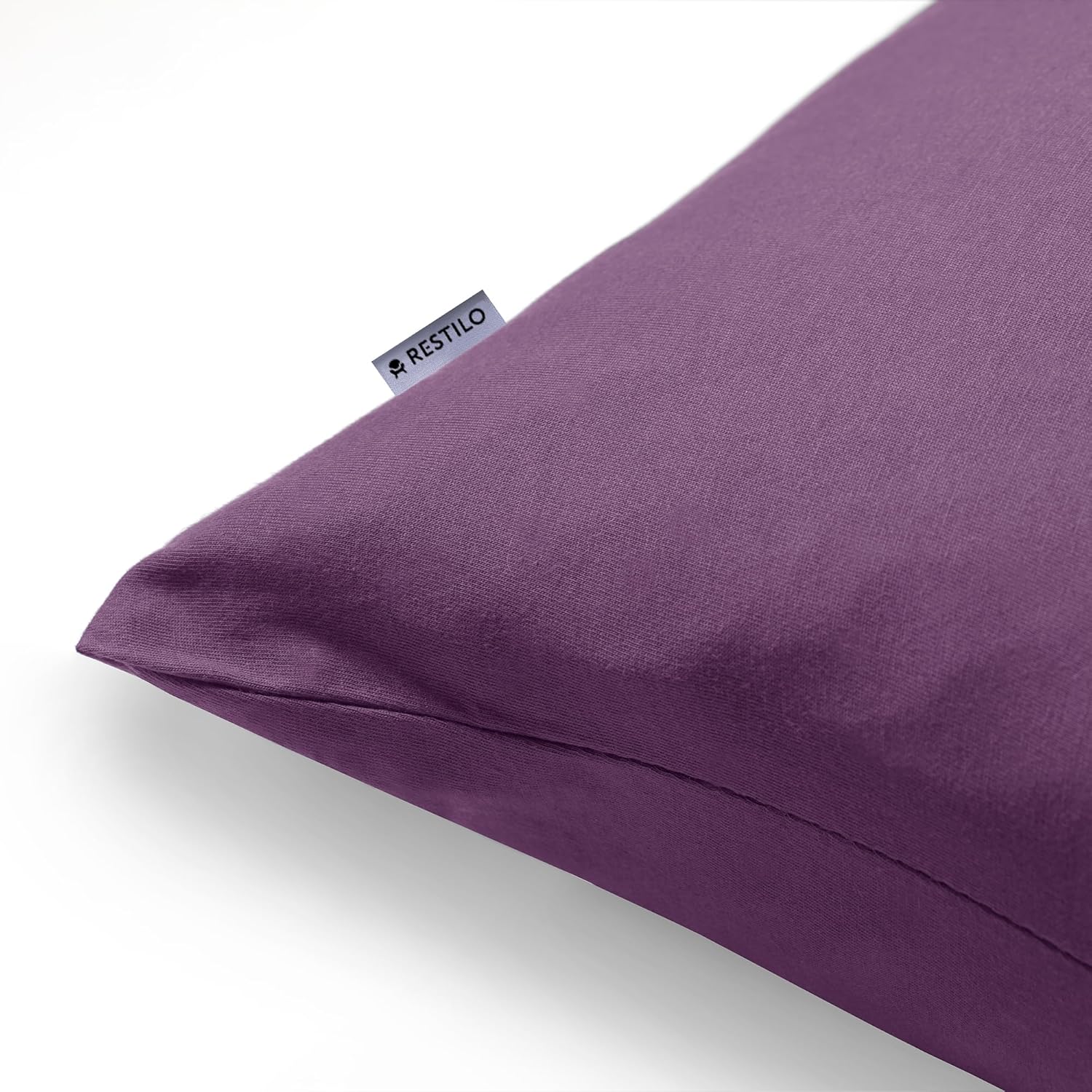 Thumbnail 1 de DecoKing Lot de 2 Taies d'oreiller 50 x 60 cm – Jersey coton peigné, fermeture éclair, couleur Prune Amber