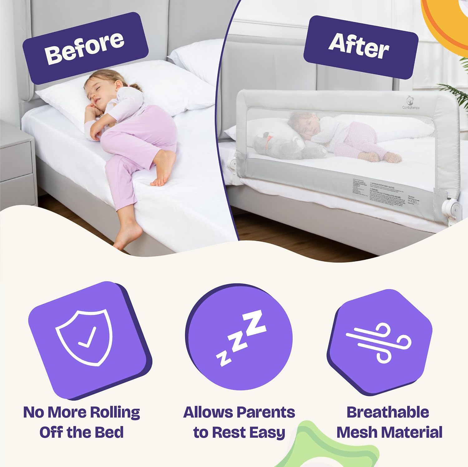 Detalle 2 de ComfyBumpy 1-Pack Toddler Bed Rail 55.5"
