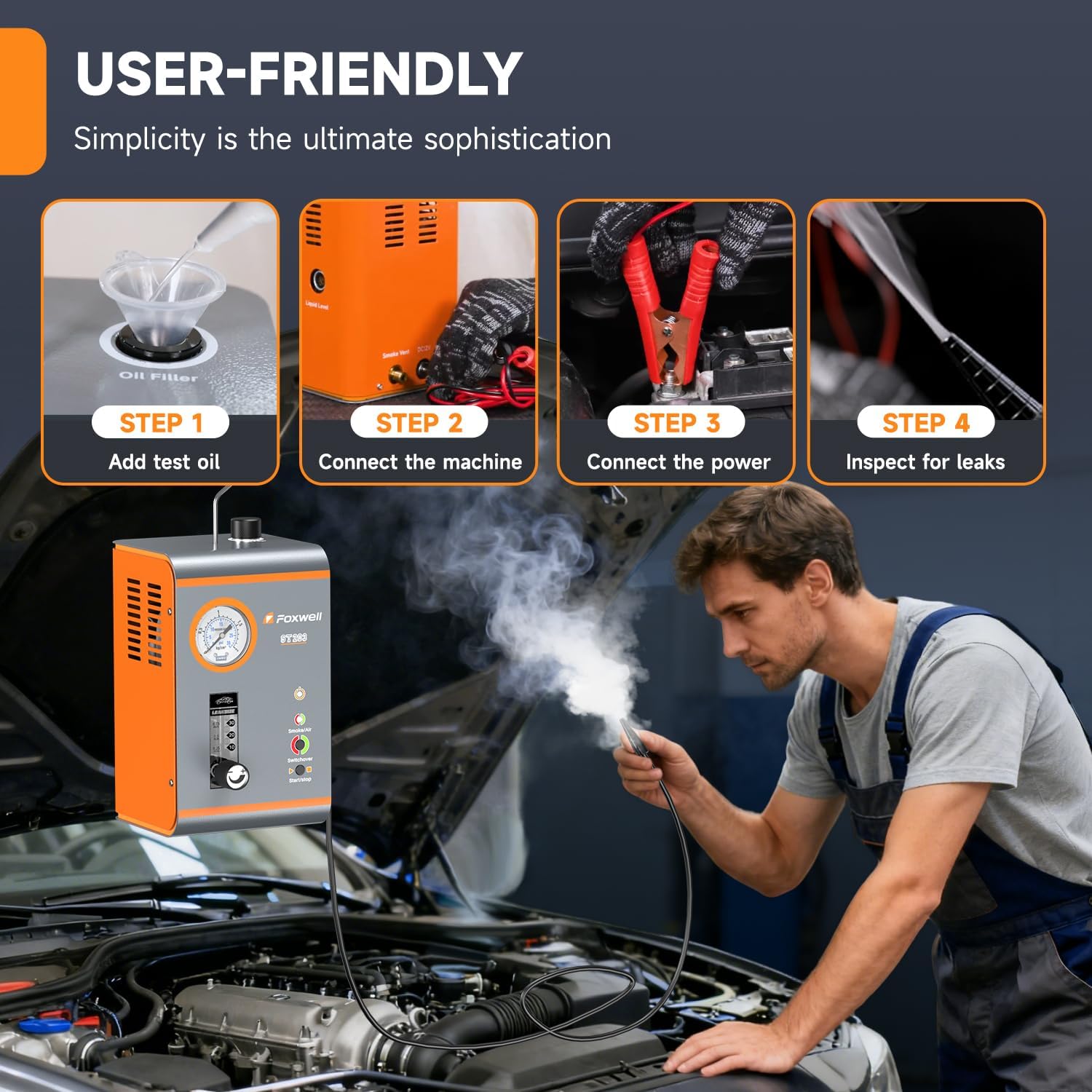 Thumbnail 3 de Foxwell ST203 car EVAP smoke tester with dual-mode vacuum/smoke diagnostics