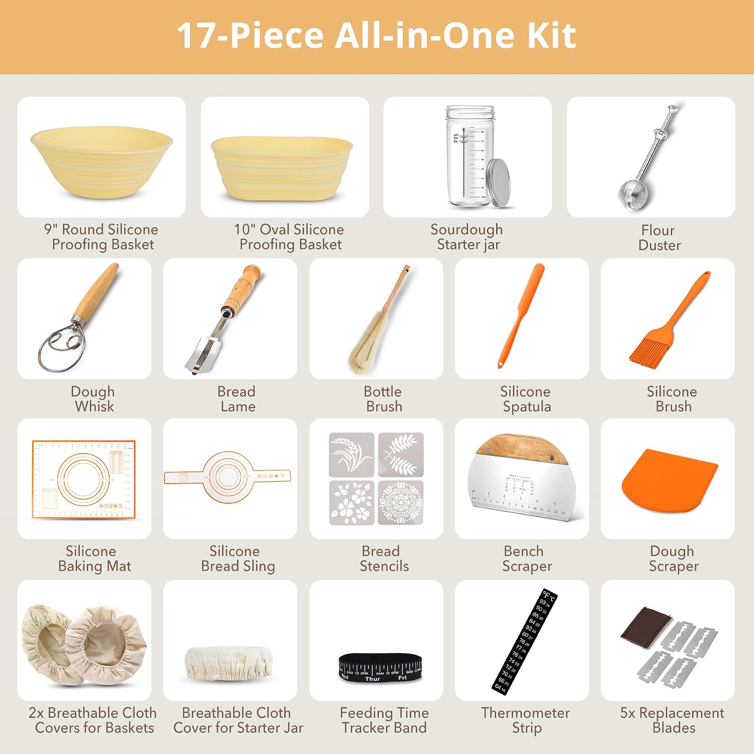 Detalle 2 de Sourdough Starter Kit with Silicone Proofing Baskets