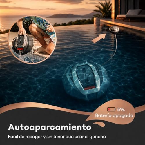 Detalle de Pooleco Robot Aspirador Piscina sin Cable con Flotador y 3 Motores – limpieza de fondo eficiente