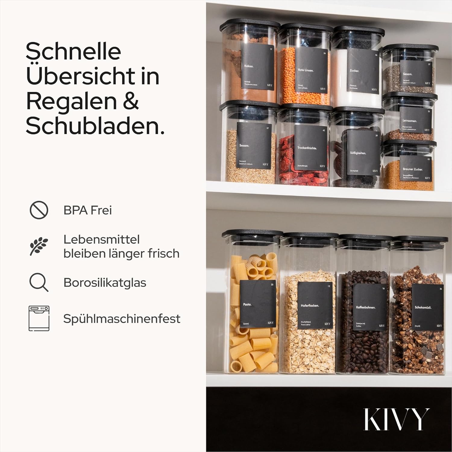Thumbnail 4 de KIVY Vorratsgläser eckig 12er Set 🥣