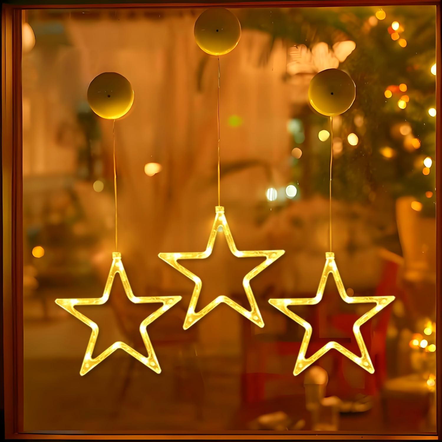 Detalle de Anmossi TY-WJX3P kerstverlichting met sterren, 3 stuks, warmwit en timer