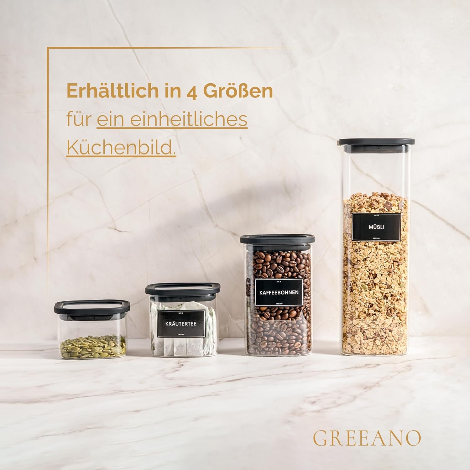 Thumbnail 6 de Greeano Vorratsgläser eckig 600ml 4er Set
