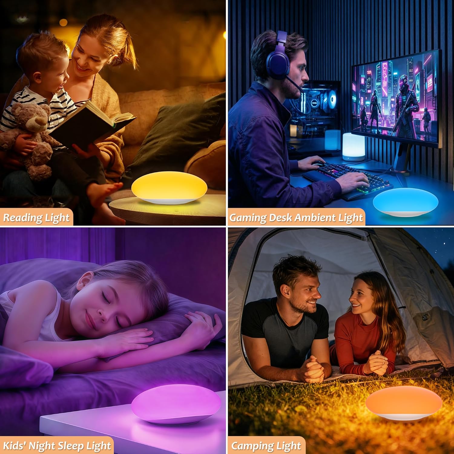 Detalle de Yuinzin Veilleuse Bébé 2000mAh USB-C – 8 couleurs RGB et minuterie, silicone sûRE