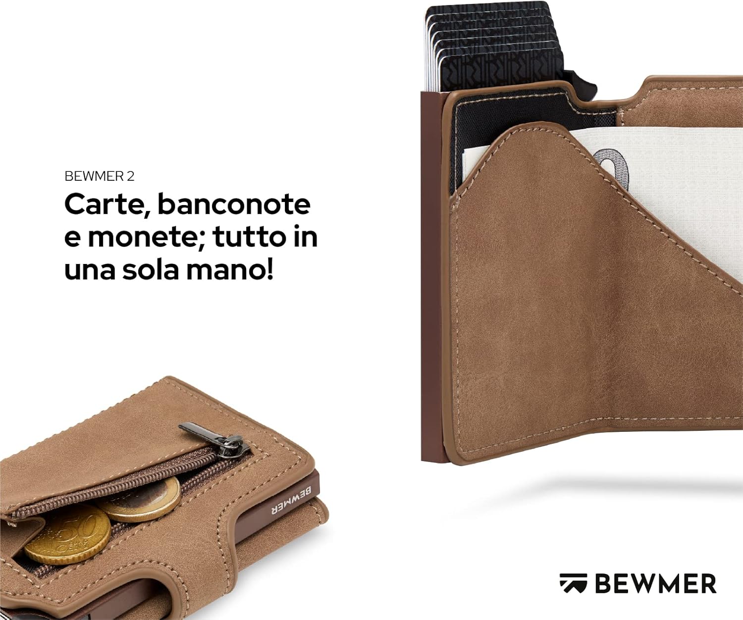 Thumbnail 2 de BEWMER v2 Portafoglio Uomo Slim in Similpelle con Protezione RFID Anticlonazione – Porta Carte di Credito fino a 9 Tessere