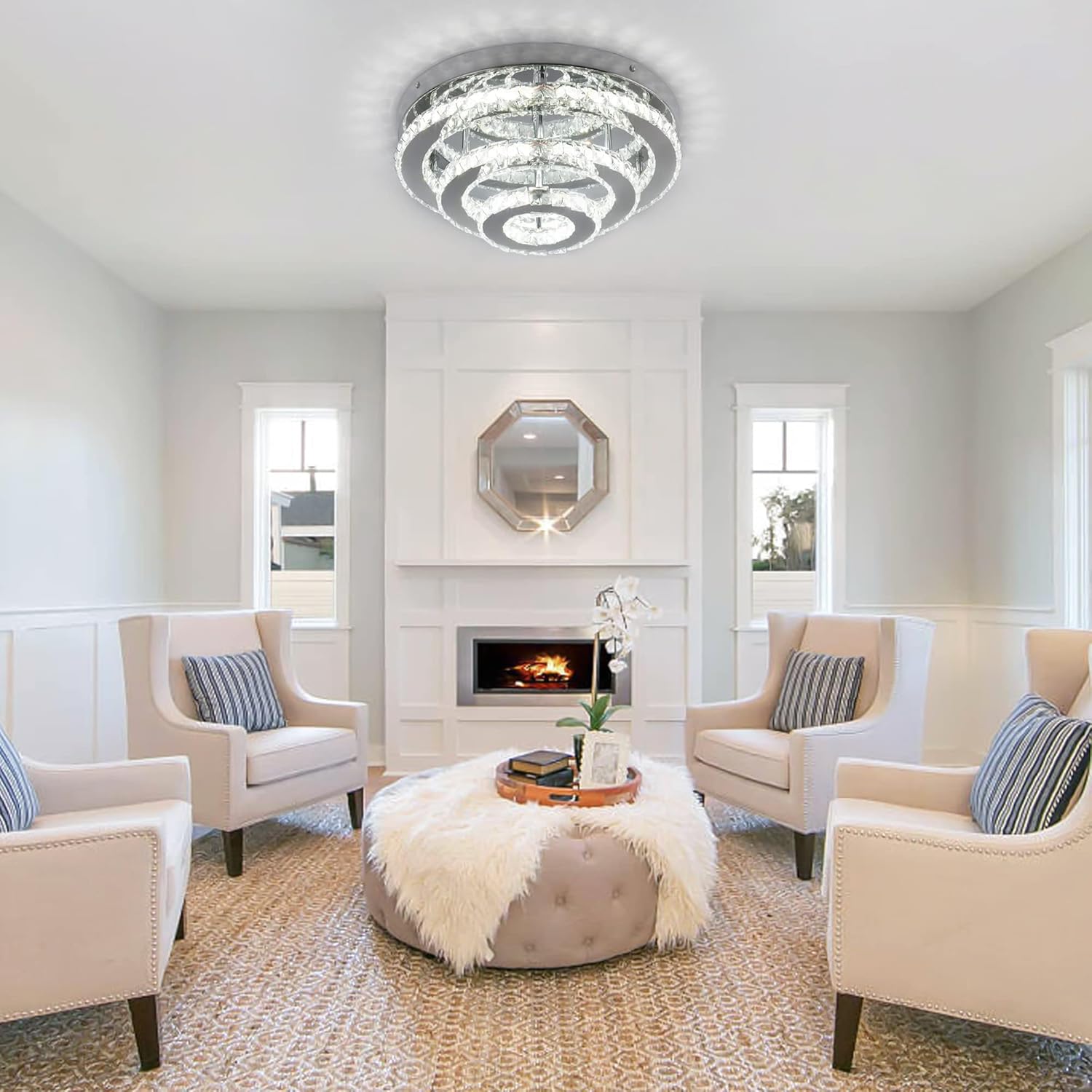 Detalle 2 de YPQXYHDA 13.8 Inch Modern Crystal LED Chandelier