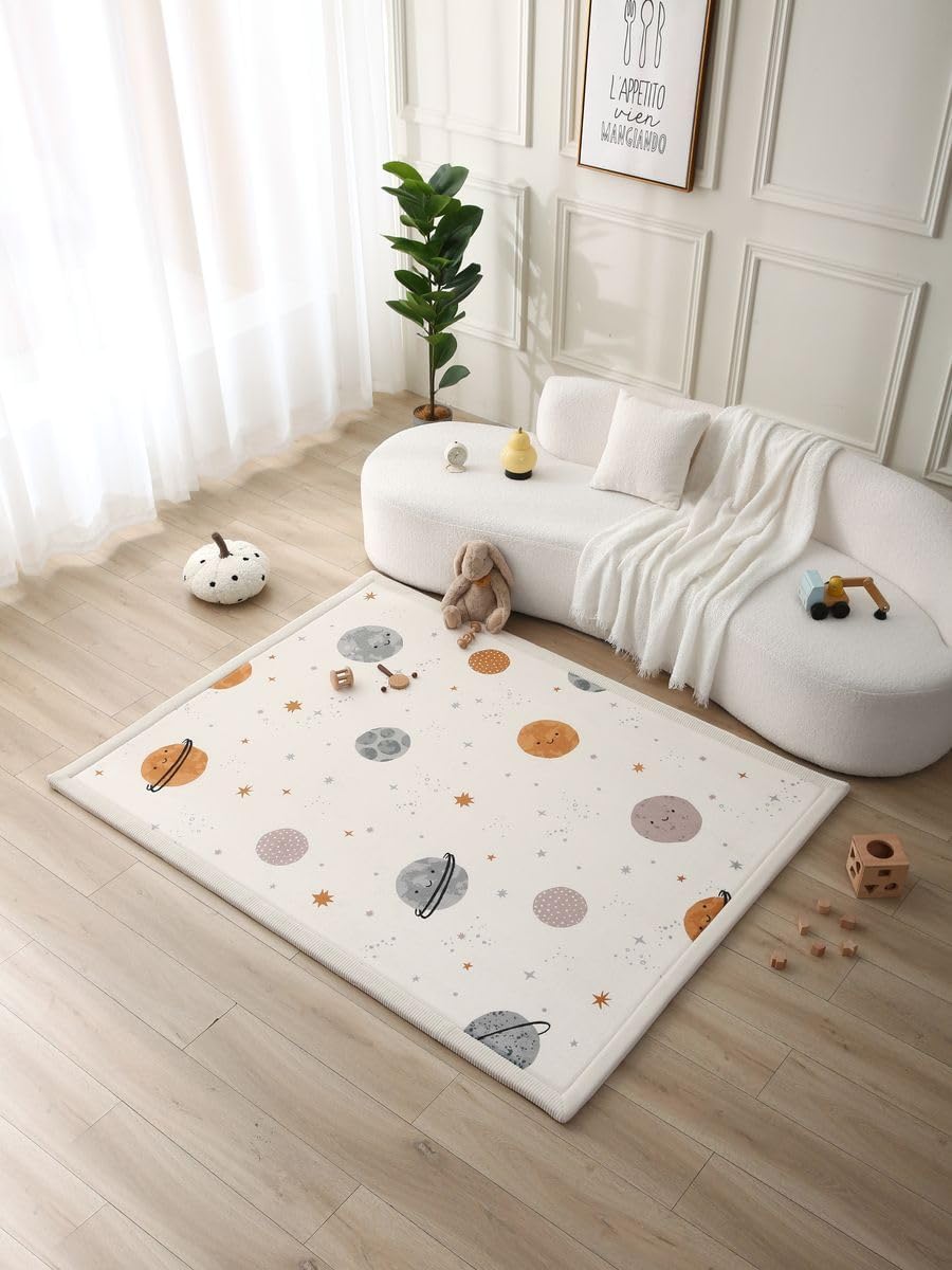 Thumbnail 1 de Hakuna Matte CloudSoft Baby Play Mat for Floor 60" x 80" – Planets Coral Velvet Memory Foam Rug