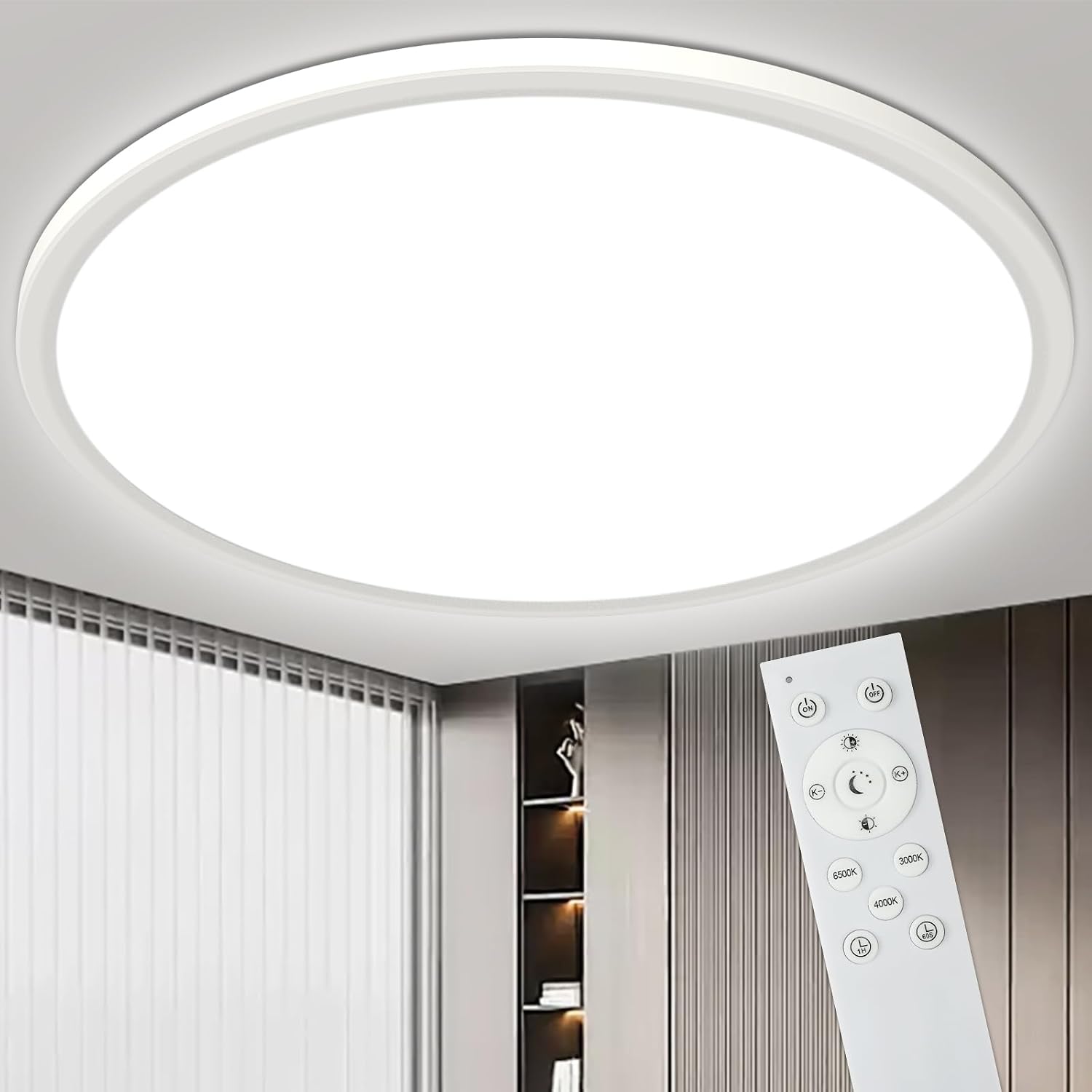 Detalle de Bowfar led-plafondlamp 39 cm, 36 W, dimbaar met afstandsbediening