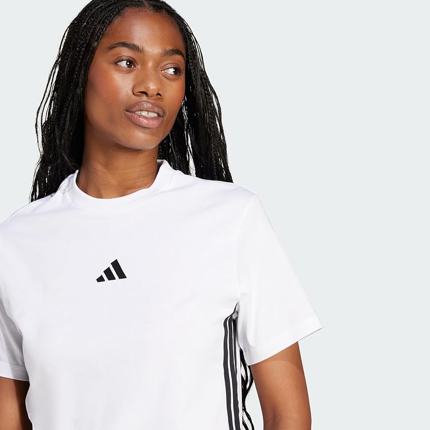 Detalle 2 de adidas Donna Essentials 3‑Stripes camiseta algodón M