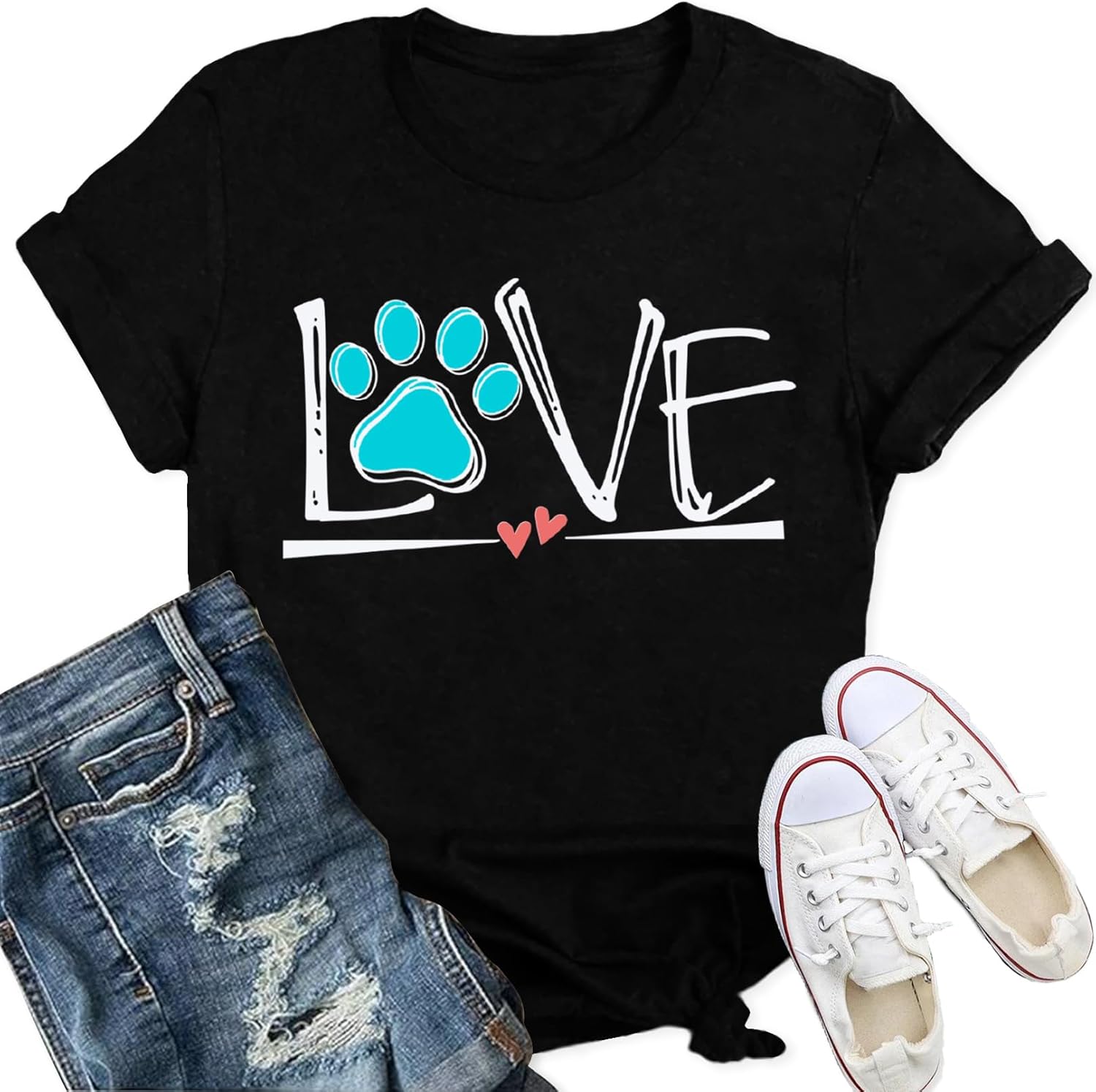 Detalle de Qskall Womens Mama Treat Dealer Dog Paw Printing Tee