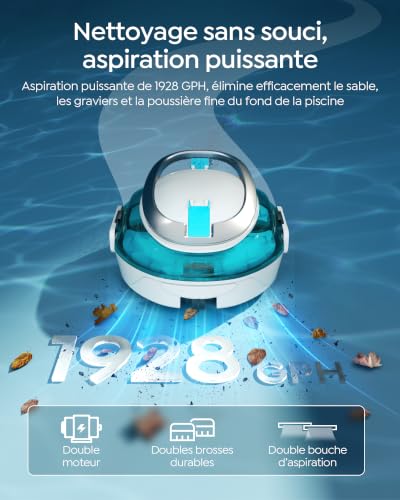 Thumbnail 3 de BRINBO S2 Robot Piscine — Robot de nettoyage sans fil avec double filtration pour piscines hors-sol