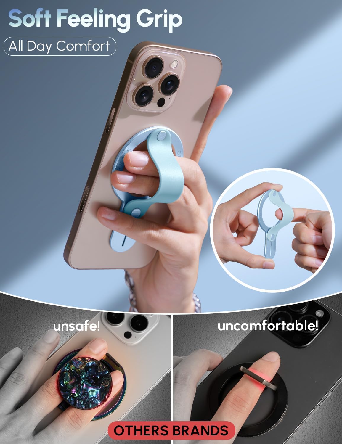 Thumbnail 2 de GripMate CX--BDZJ-Blue MagSafe Phone Grip and Stand, Blue Aluminum-Silicone