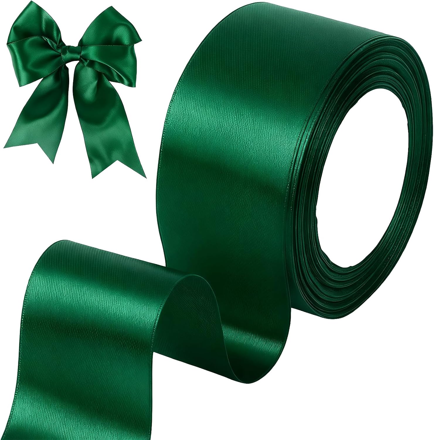 Detalle de Tenn Well Geschenkband Grün 50 mm × 22 m Satinband – vielseitiges Dekor- und Verpackungsband