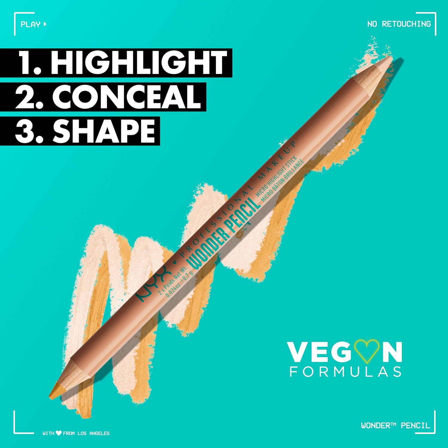 Detalle de NYX Professional Makeup Wonder Pencil – dubbelsidig highlighterpenna, 03 Medium persika