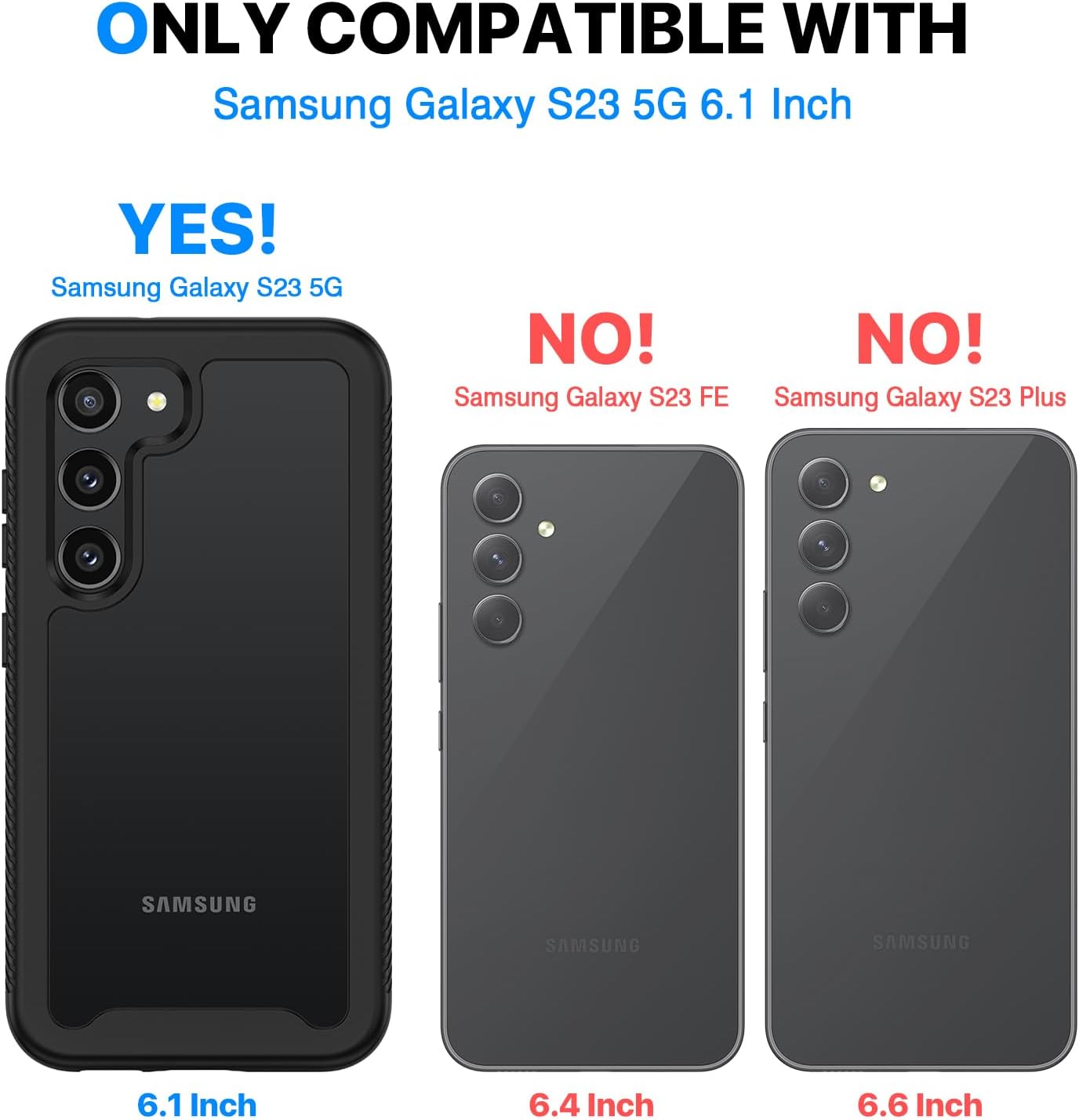 Thumbnail 3 de CENHUFO Samsung Galaxy S23 5G Case with Built-in Screen Protector – 360° Rugged, Black