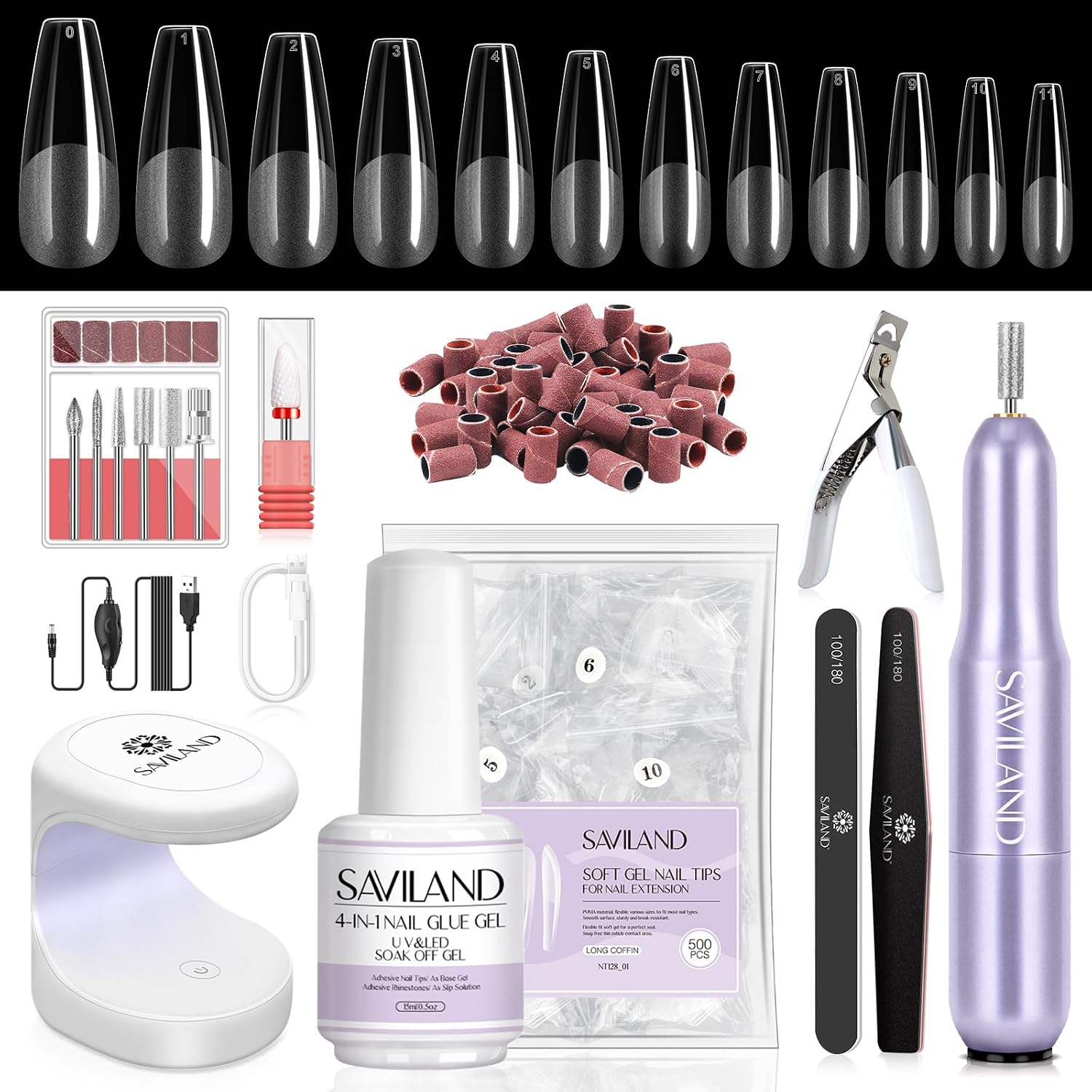Detalle de SAVILAND Gel Nail Tips Kit, 500 Pieces