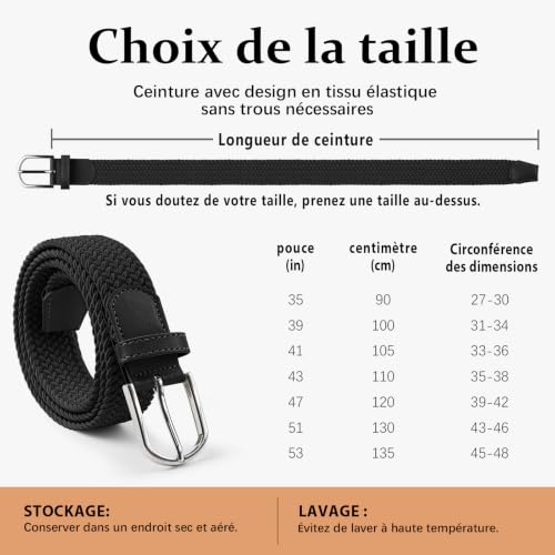 Thumbnail 5 de TANGCHAO Ceinture tissu tressé élastique extensible – Ceinture unisexe pour homme et femme