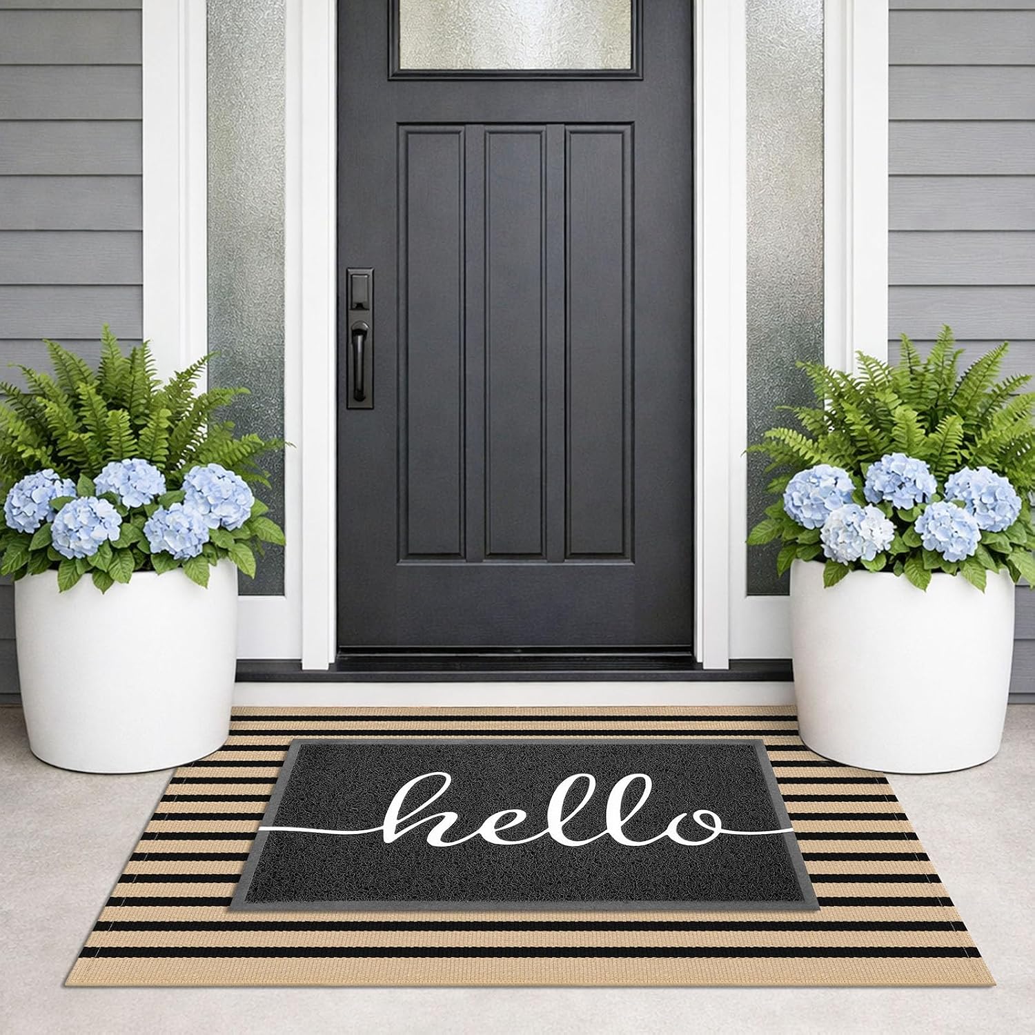 Thumbnail 2 de KILOCOCO Woven Rug, Brown and Black Striped Washable Door Mat