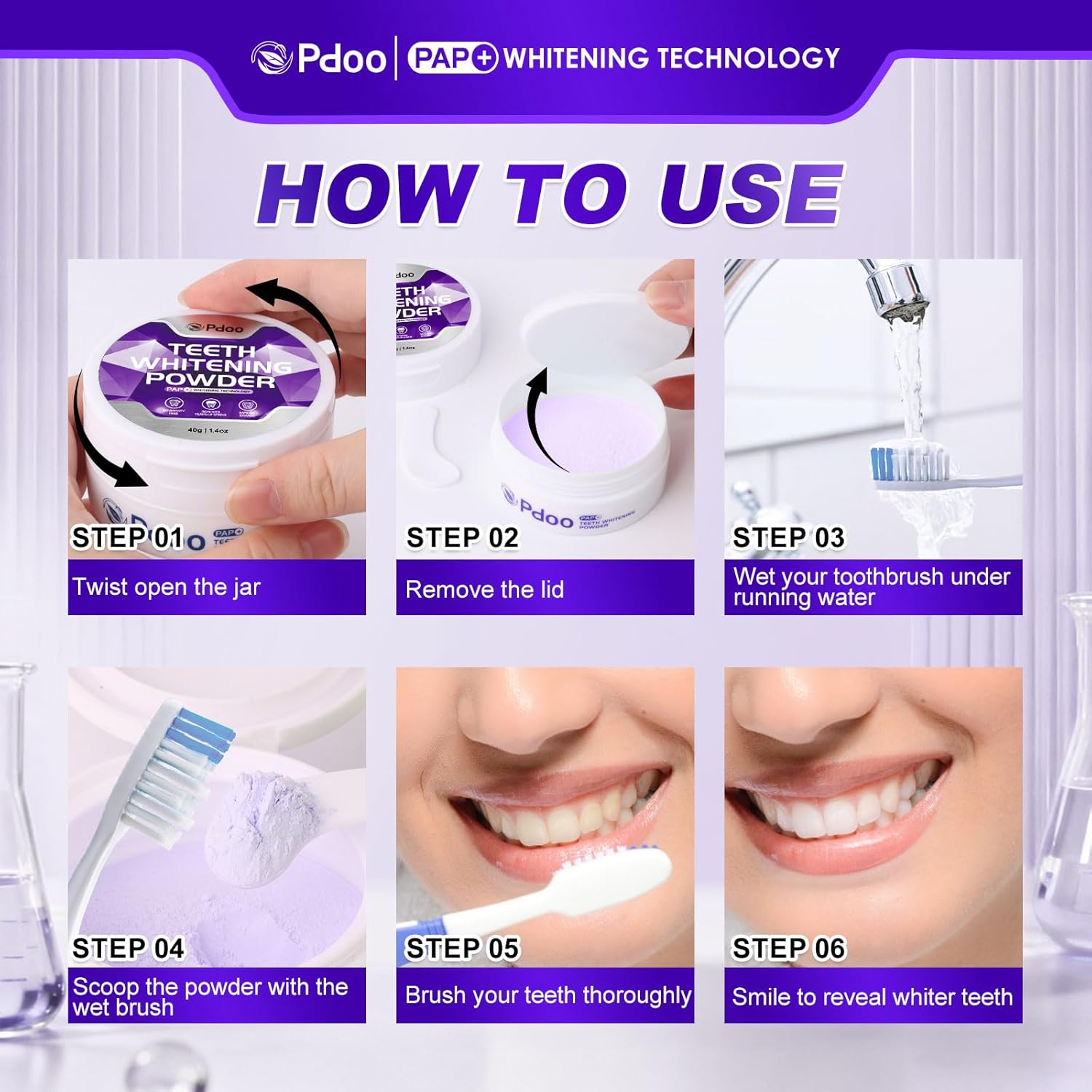 Thumbnail 4 de Teeth Whitening Powder Pap+ 40g – Effective, Enamel-Safe and Peroxide-Free Whitening at Home