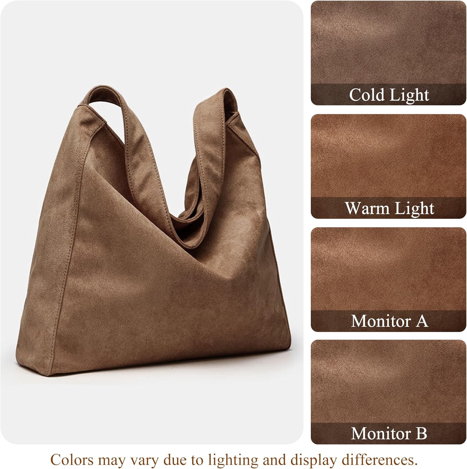 Thumbnail 5 de Gluckstar Sac à main femme en suédine (imit. daim) grand cabas avec zip