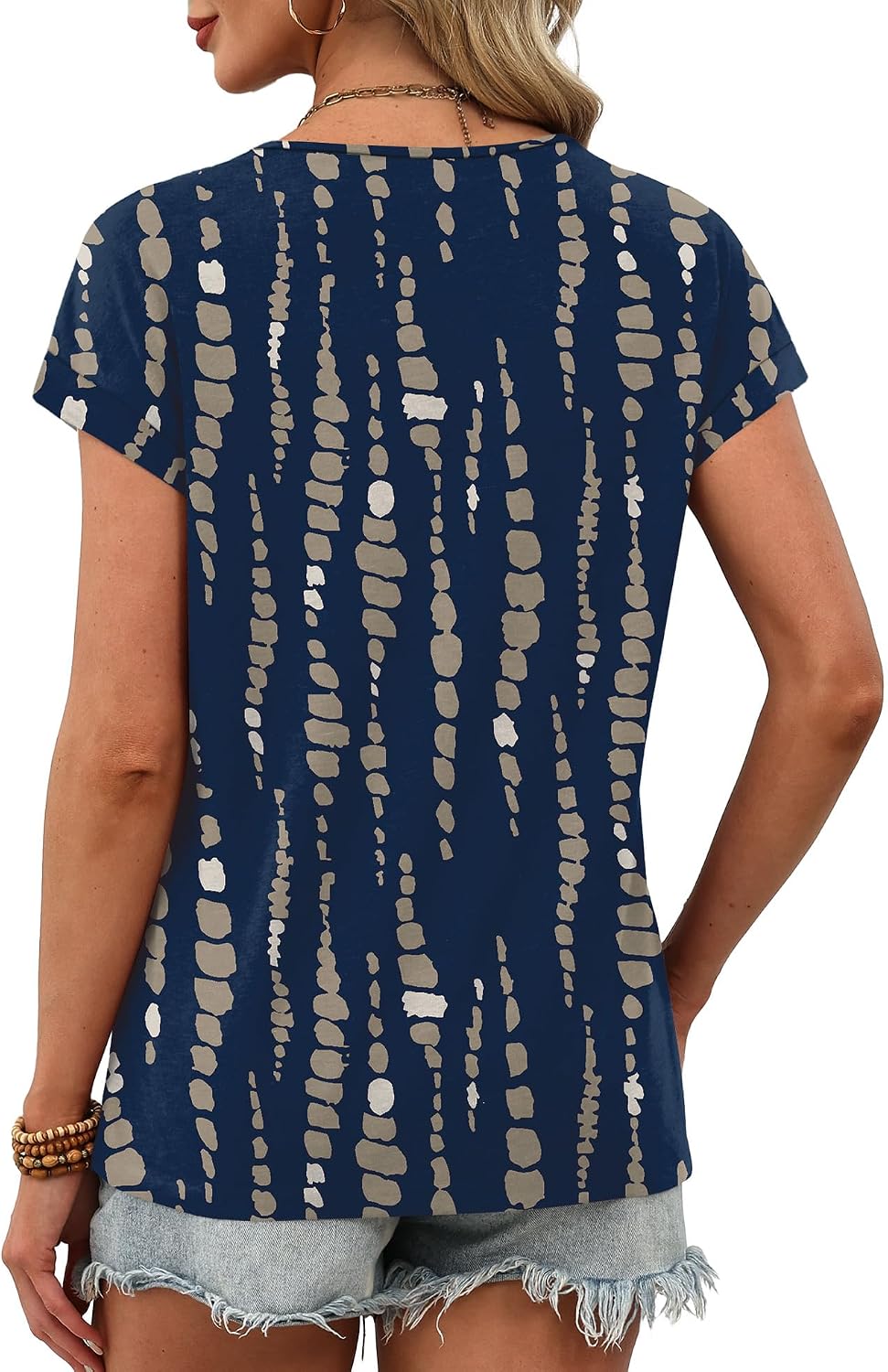 Detalle de Aokosor Women's V-Neck Summer Tee – Soft, Versatile UK Top