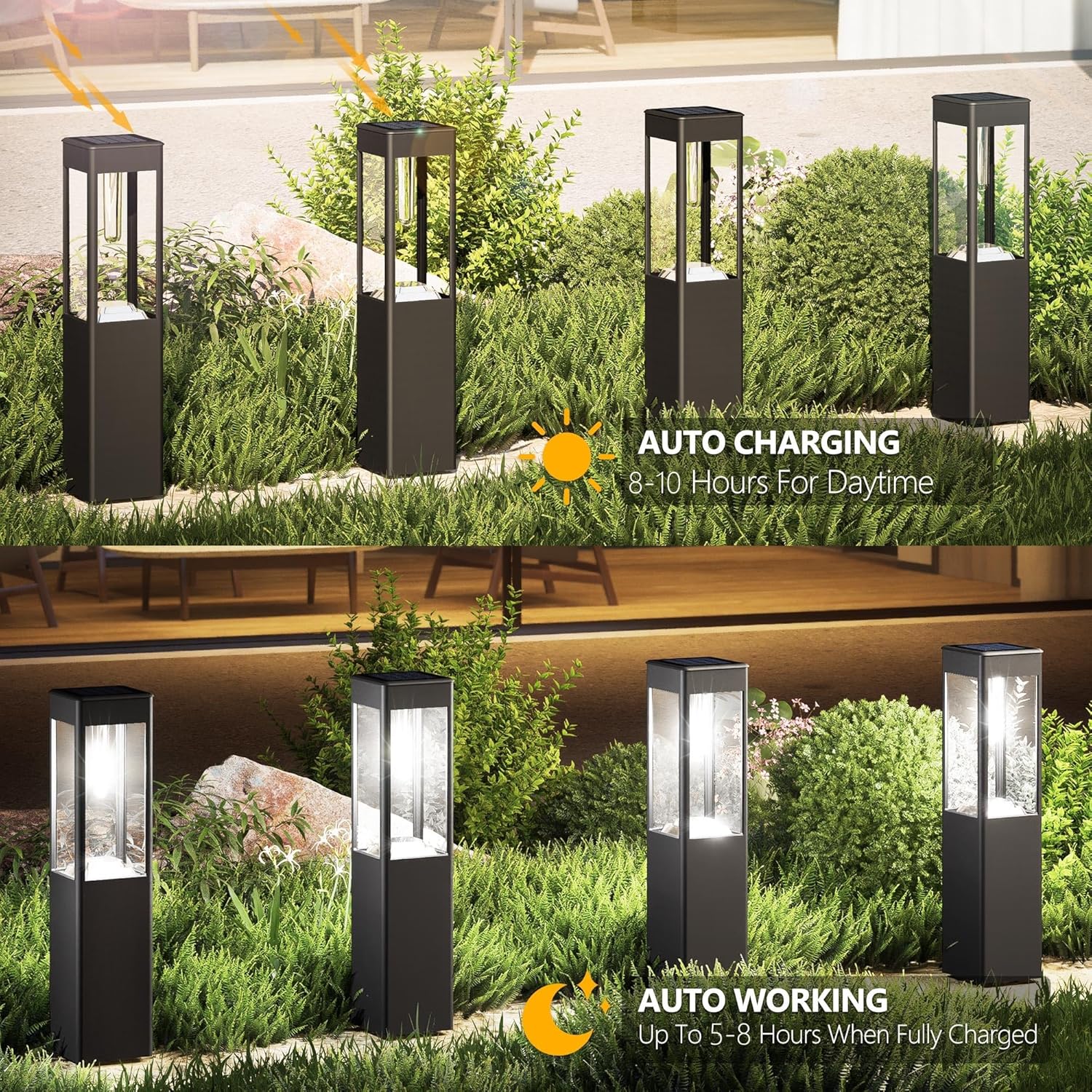 Thumbnail 1 de Joomer Solar Lights Outdoor Garden White Pathway Lighting (Square) – 4 Pack, Waterproof