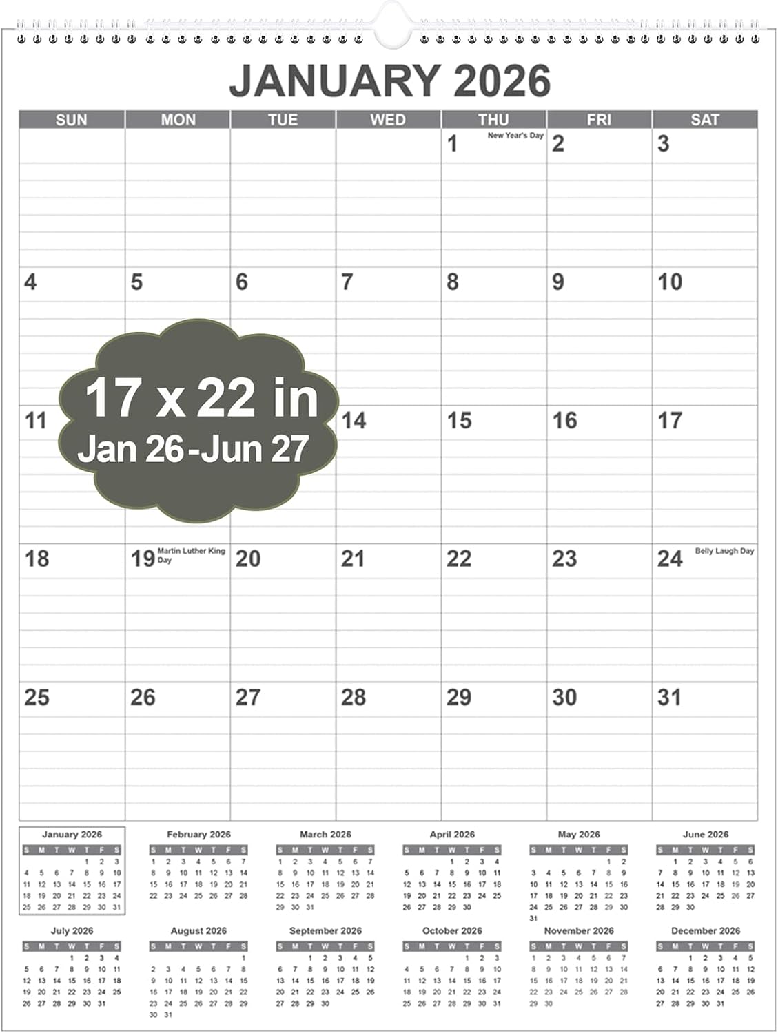 Detalle 2 de Calendar 2026โ2027 Wall Calendar 12" x 14.5" ๐