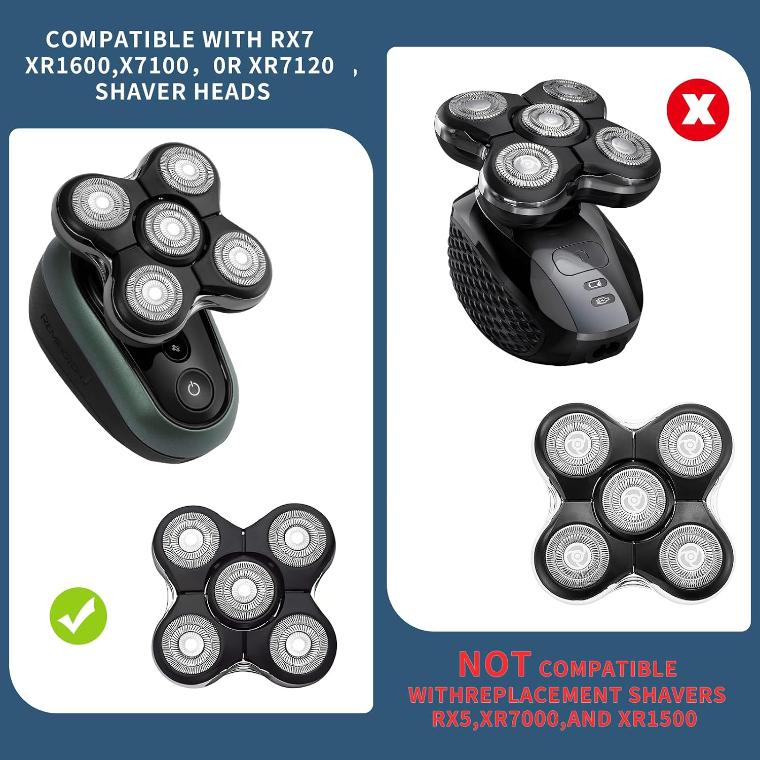 Detalle de RX7 Shaver Replacement Heads for Remington XR1600, RX7, XR7100 (2 Pack)