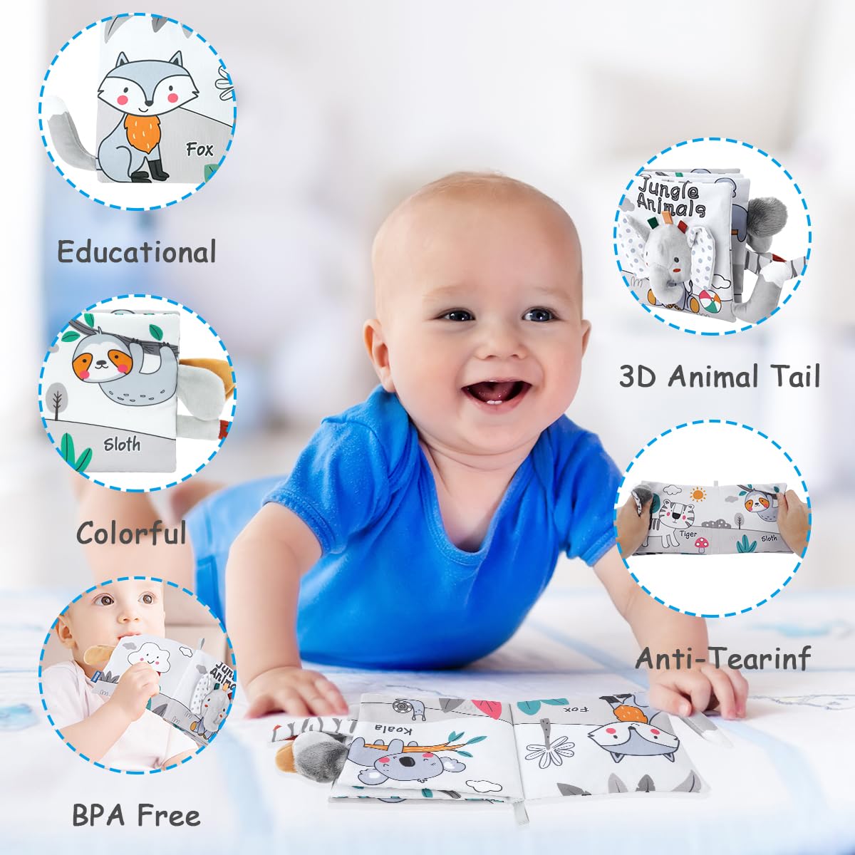 Detalle de Vicloon Stoffbuch für Babys, 0 bis 12 Monate