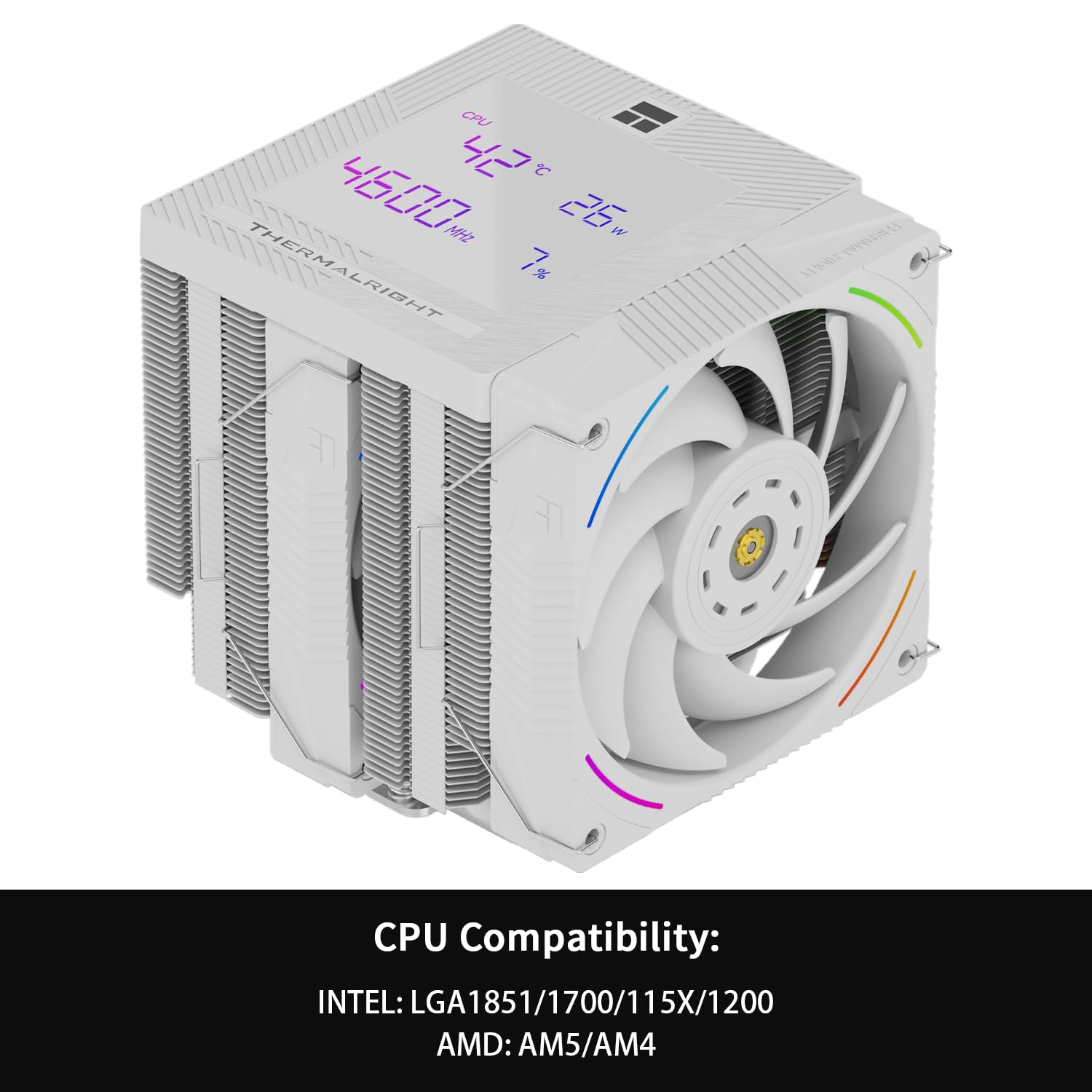 Detalle de THERMALRIGHT PS120 D SNOW-D2 CPU空冷クーラー、7本ヒートパイプ・デュアルタワー・デジタル表示