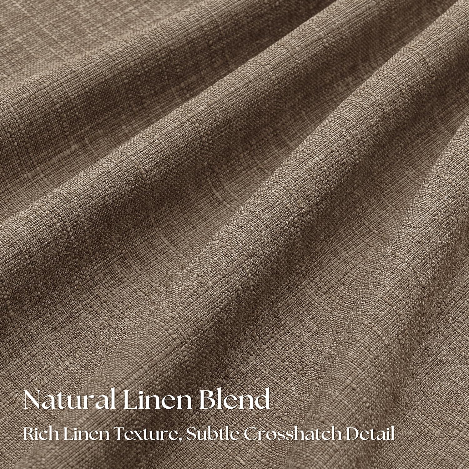 Detalle 2 de Dark Flax Pinch Pleated 100% Blackout Linen Curtains – 50x84 Inches, Double Layer