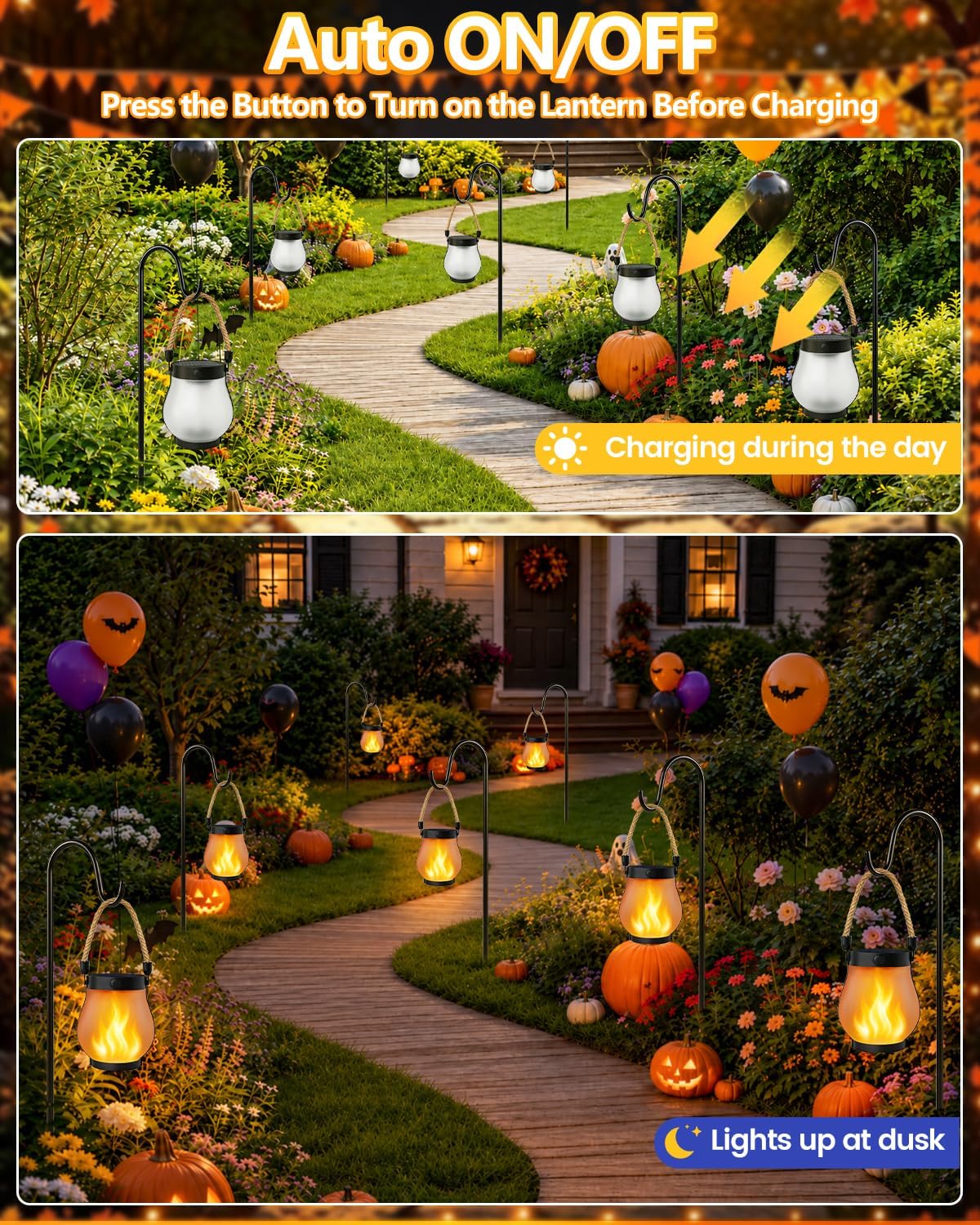 Detalle de SANJICHA solar lights 6-Pack Outdoor Lanterns, Flickering Flame, IP65