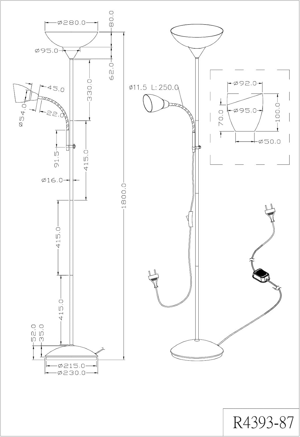 Thumbnail 2 de RL LIVE YOUR LIGHT R4393-87 Lampadaire E27 Blanc