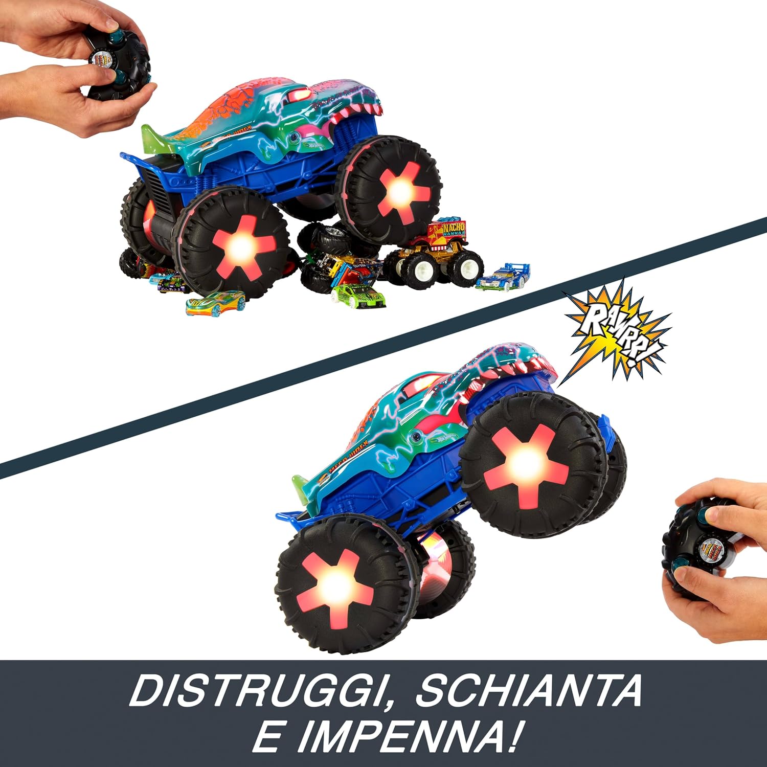 Thumbnail 4 de Hot Wheels Monster Trucks Mega-Wrex Alive RC: camioncino radiocomandato 1:15 con luci e suoni