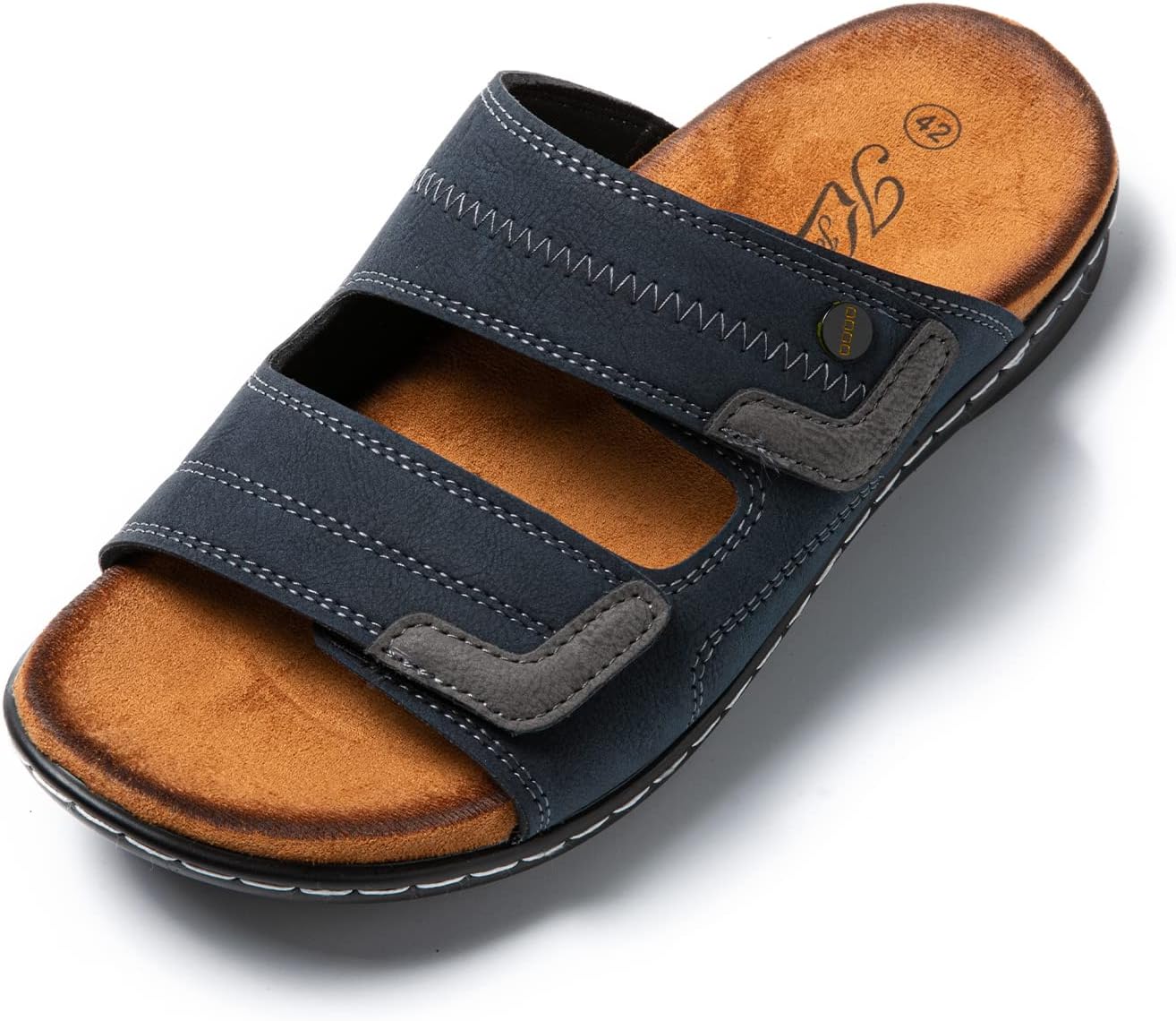 Detalle de JOMIX Sandales Homme en Cuir Synthétique – Sandales de plage confortables pour maison et extérieur